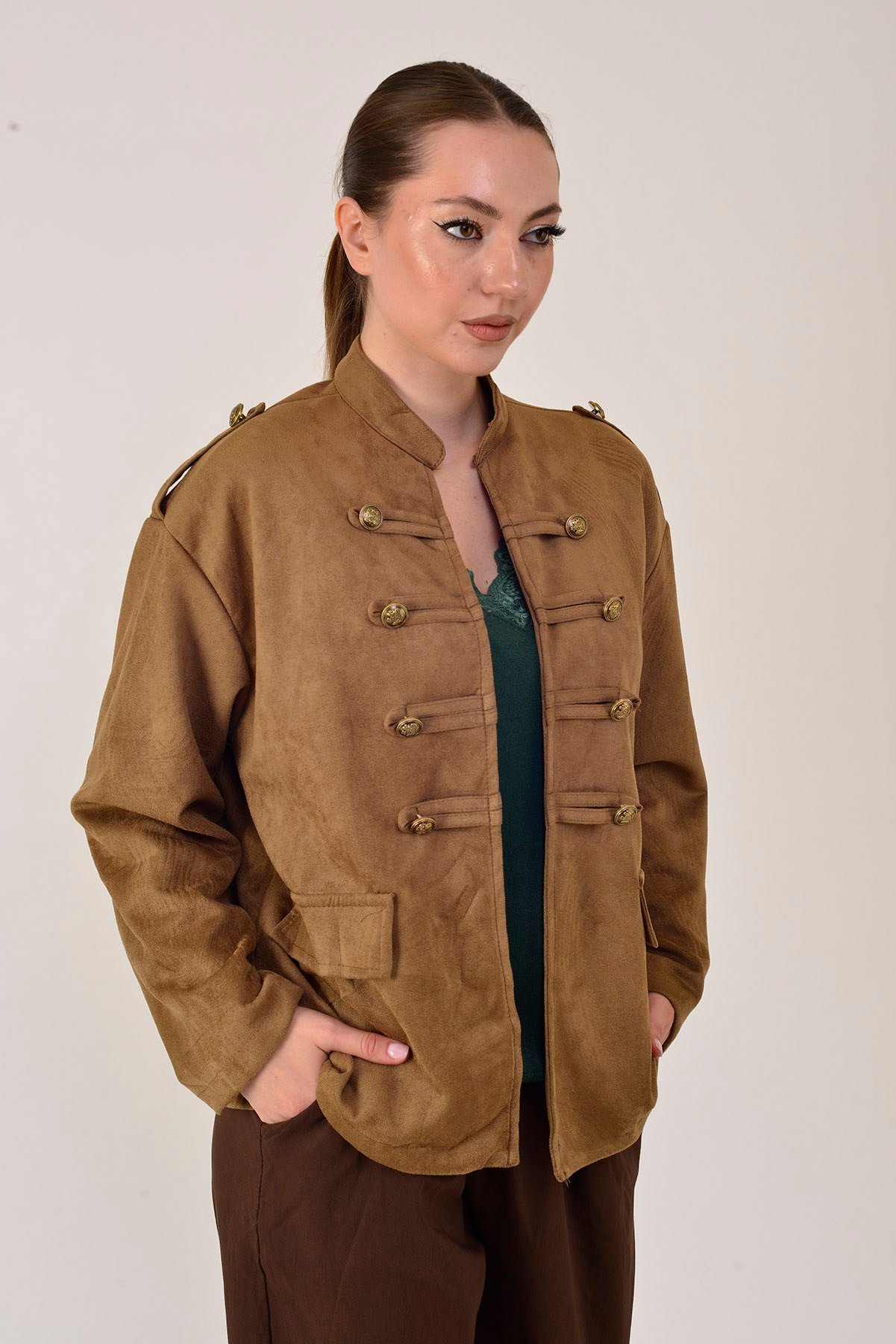 22196 NAPOLYON SÜET GÖRÜNÜMLÜ MILITER CEKET