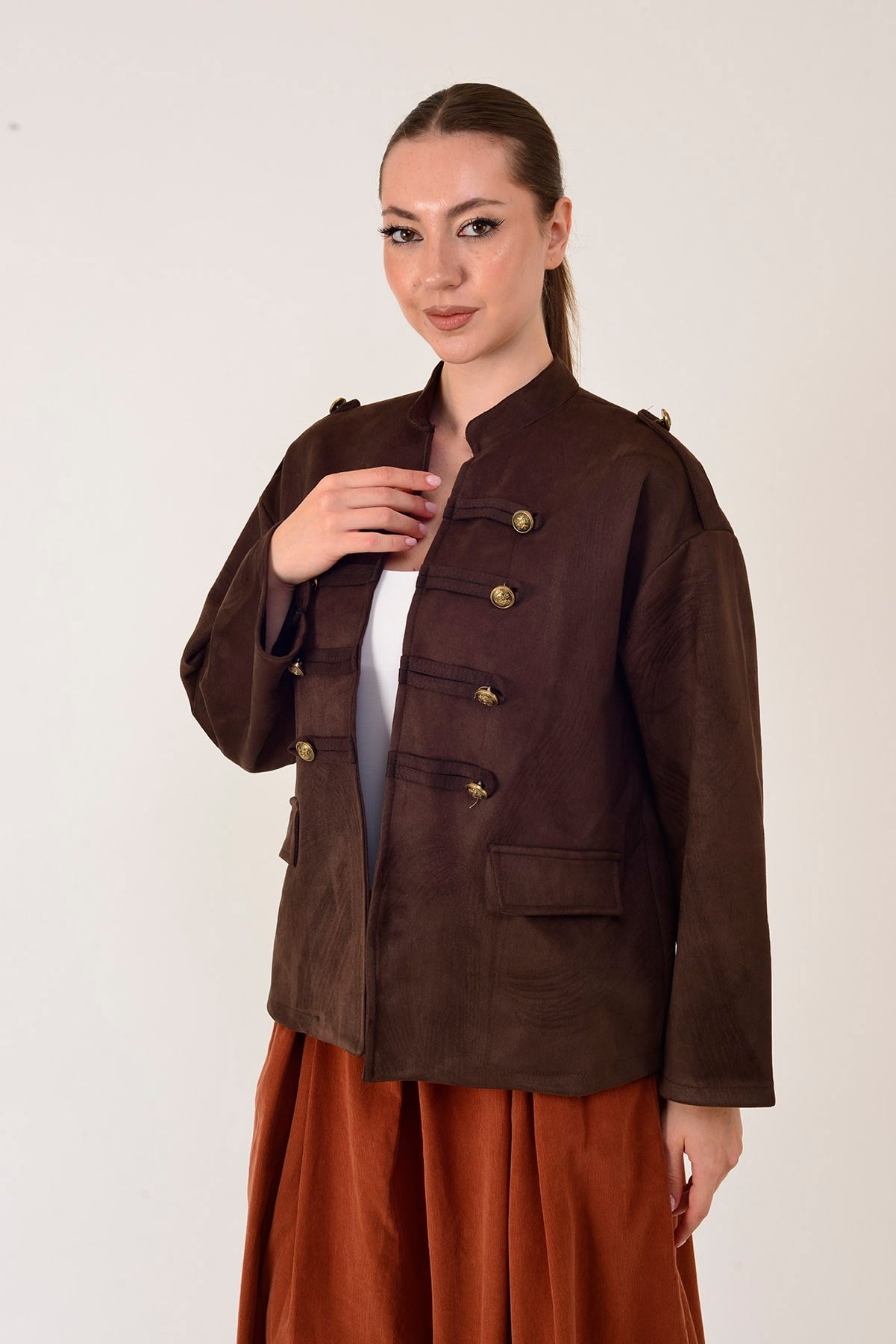 22196 NAPOLYON SÜET GÖRÜNÜMLÜ MILITER CEKET