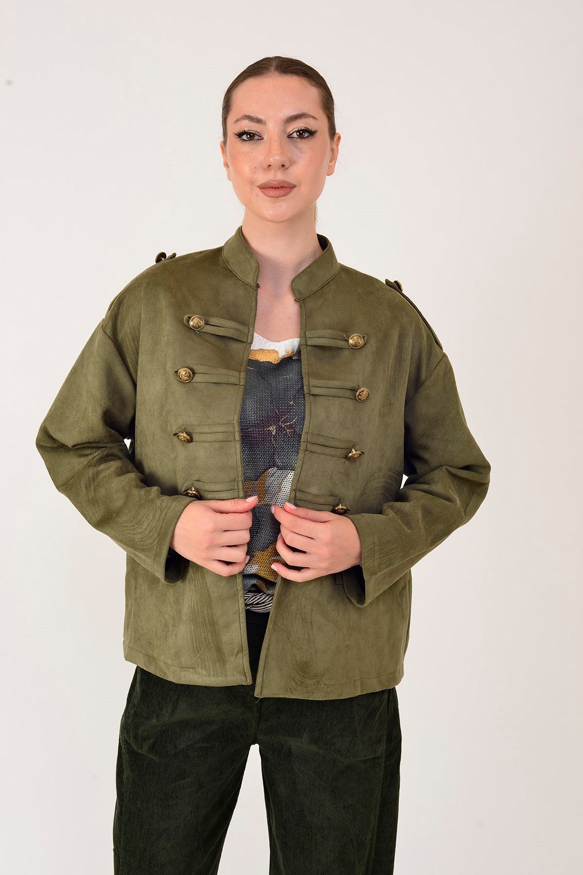 22196 NAPOLYON SÜET GÖRÜNÜMLÜ MILITER CEKET
