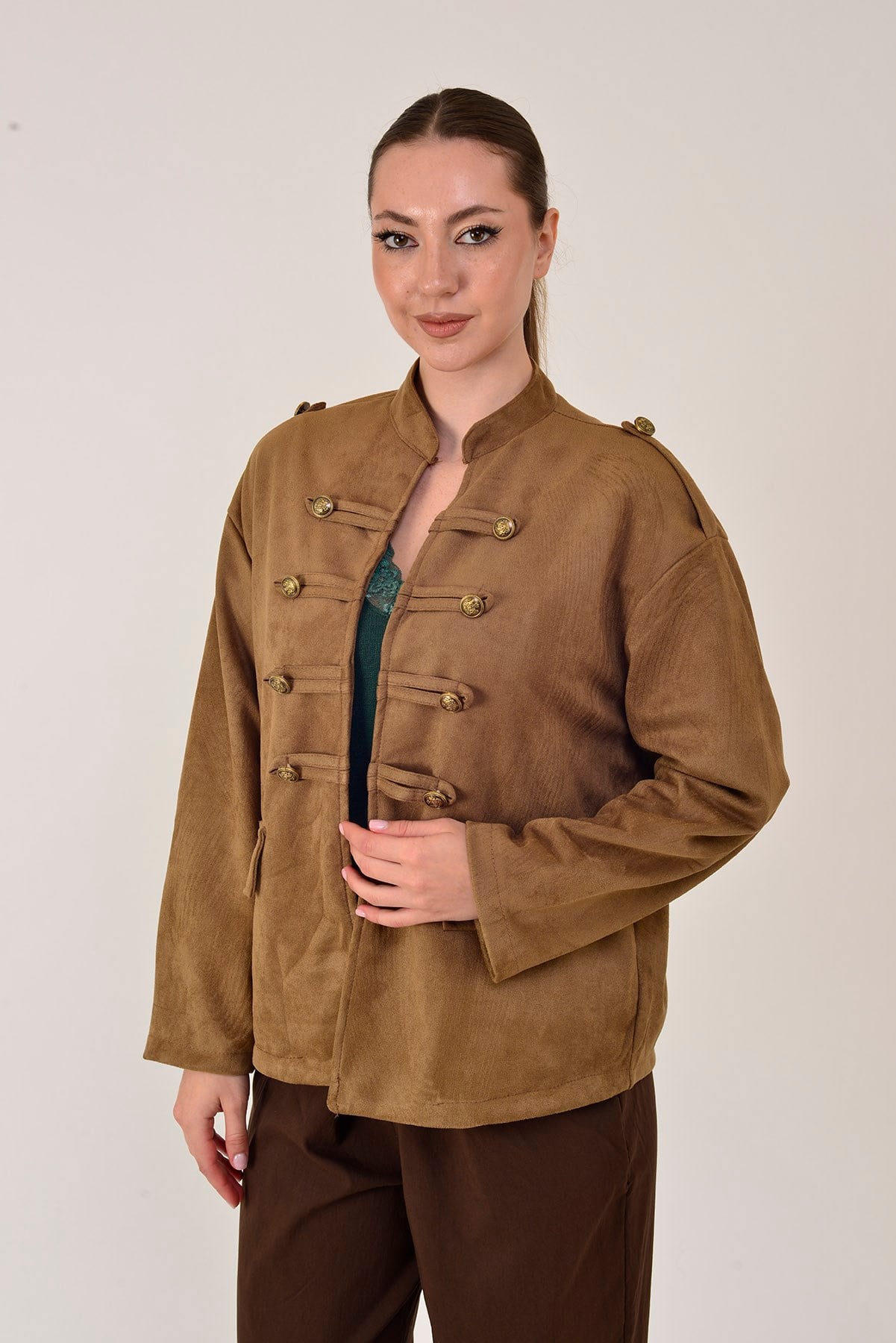 22196 NAPOLYON SÜET GÖRÜNÜMLÜ MILITER CEKET