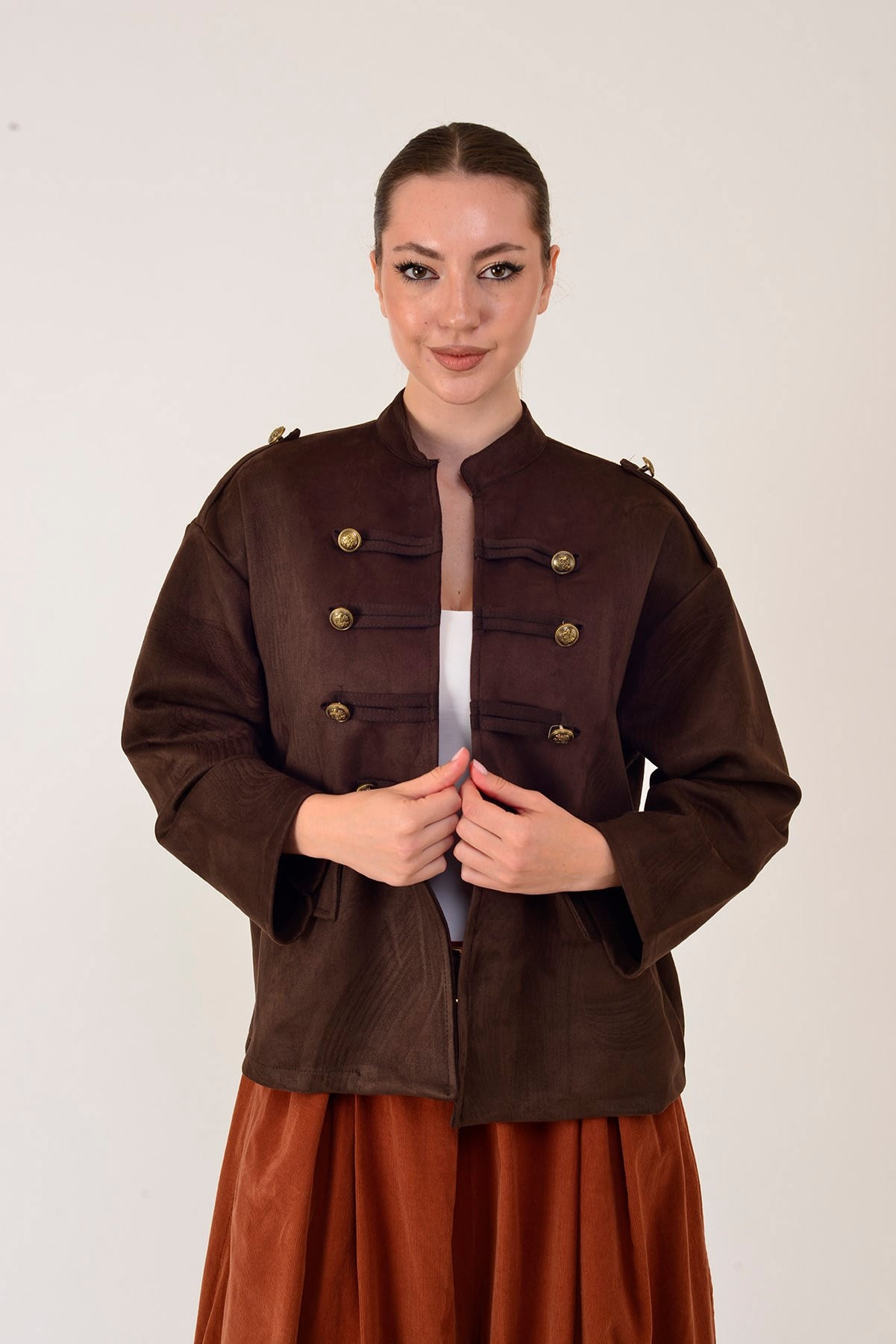 22196 NAPOLYON SÜET GÖRÜNÜMLÜ MILITER CEKET