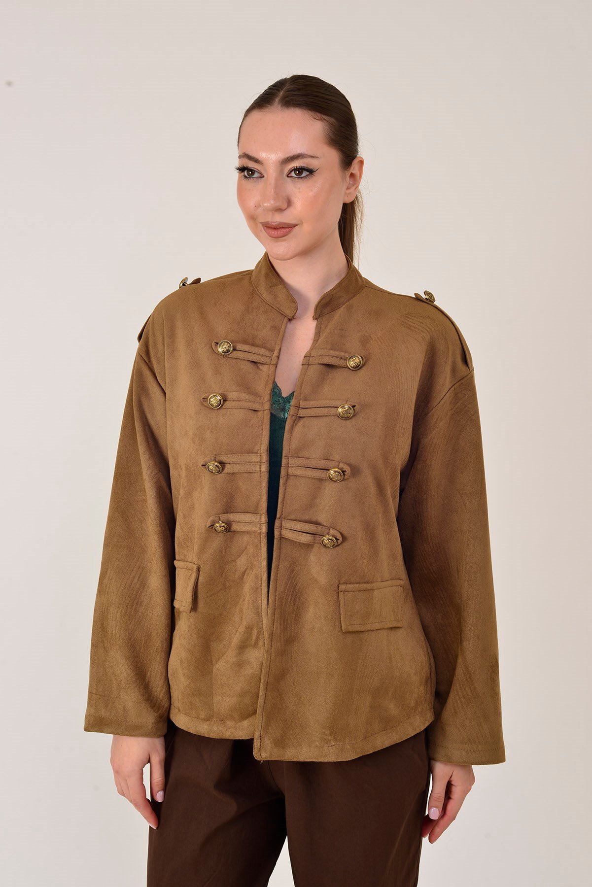 22196 NAPOLYON SÜET GÖRÜNÜMLÜ MILITER CEKET