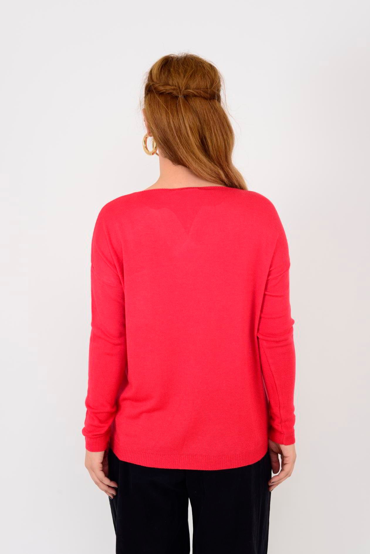 23182 GOLD DETAYLI V YAKA İNCE TRİKO BLUZ