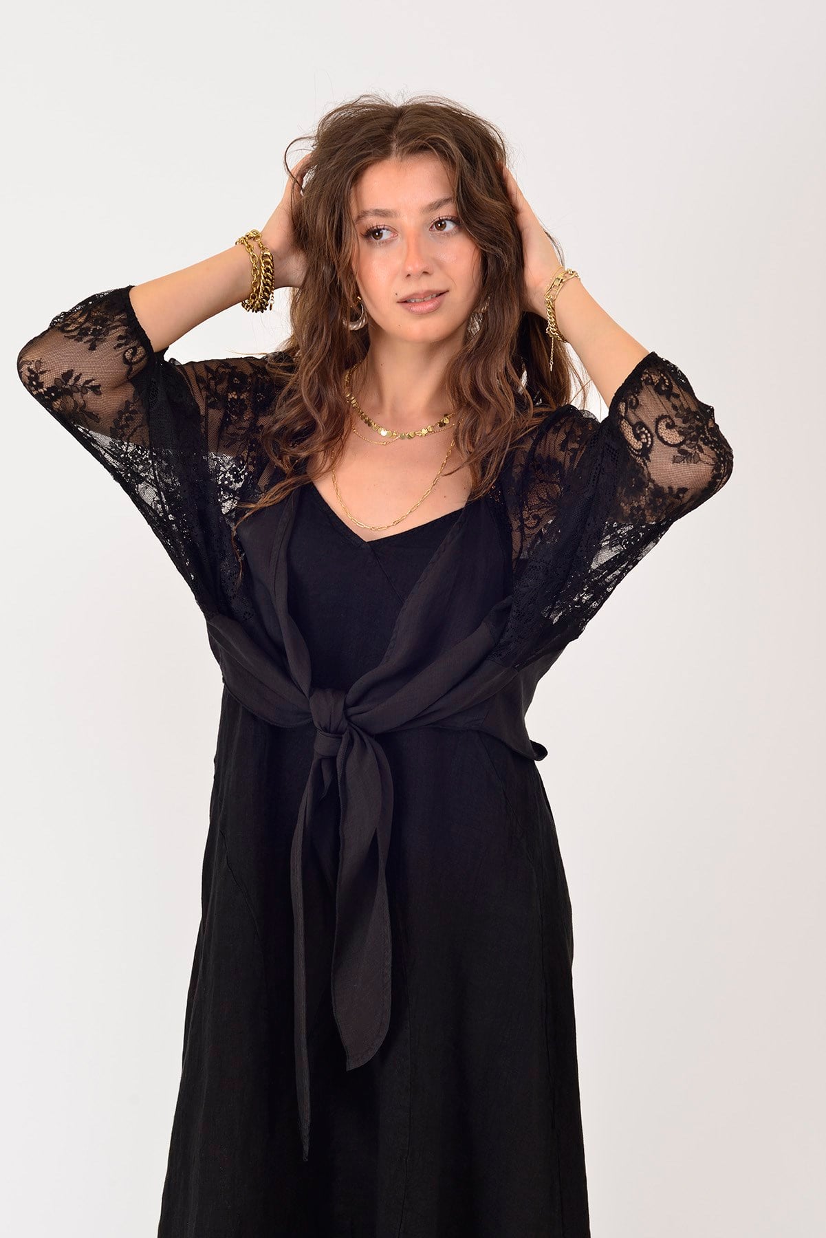 23504 DANTELLİ BOLERO KETEN CEKET