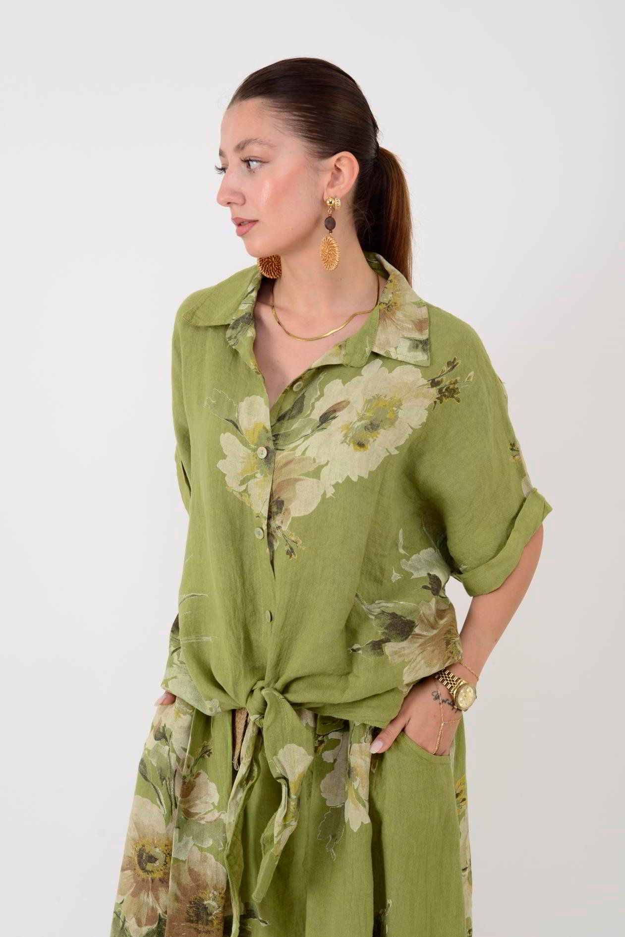 24234 LOVA ÇİÇEK DESEN 2'Lİ KETEN TAKIM