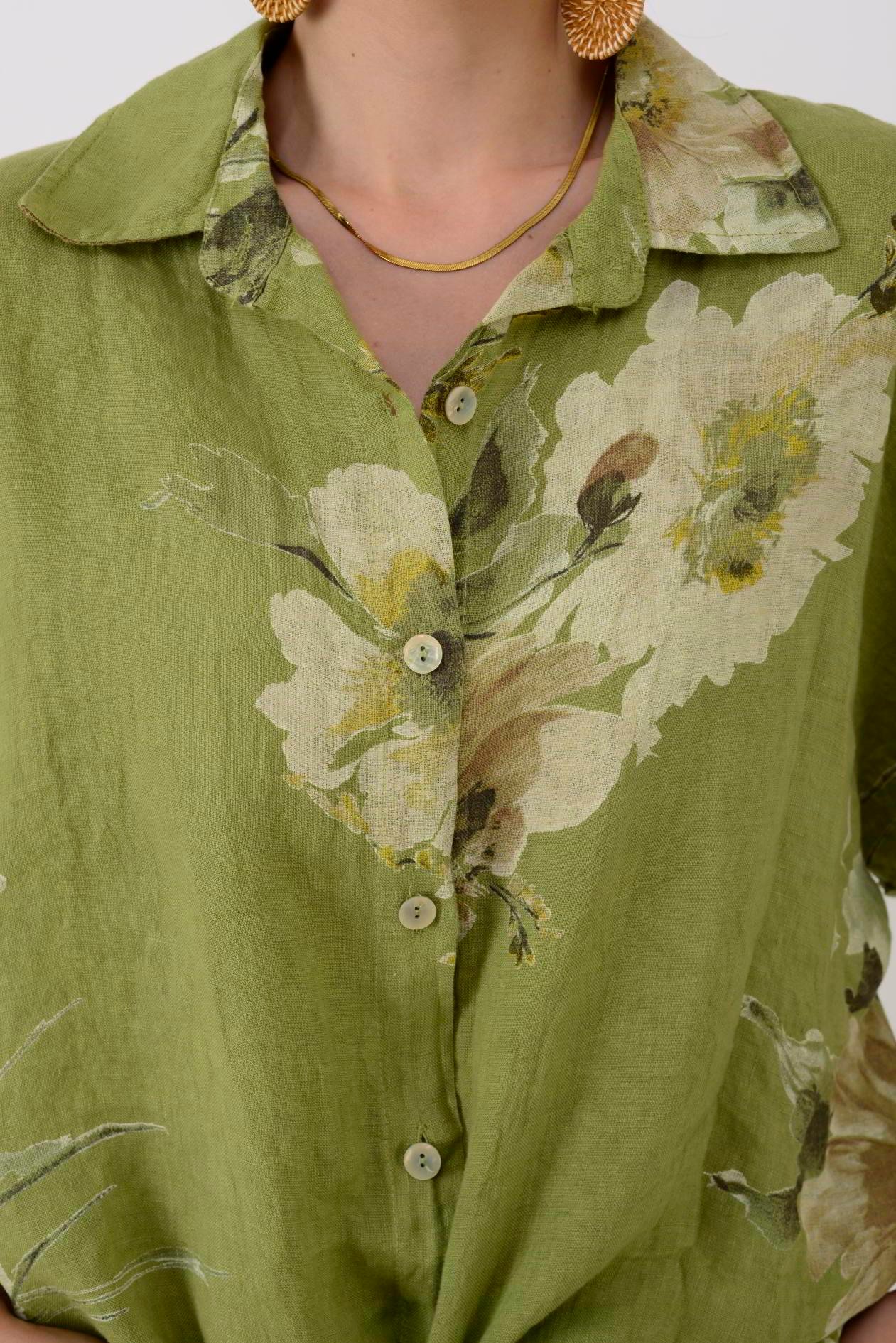 24234 LOVA ÇİÇEK DESEN 2'Lİ KETEN TAKIM