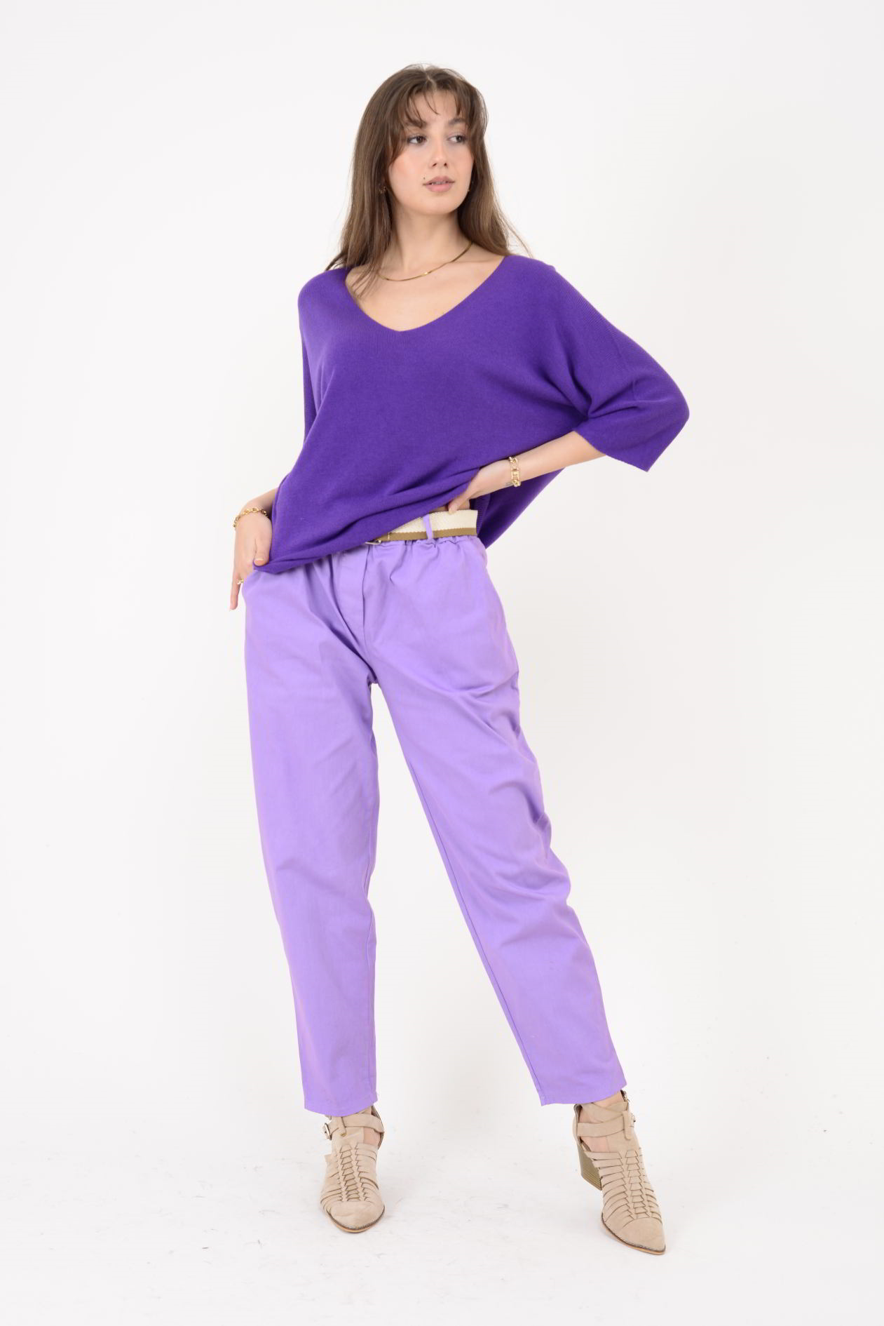 242979 KEMER DETAYLI GABARDİN PANTOLON