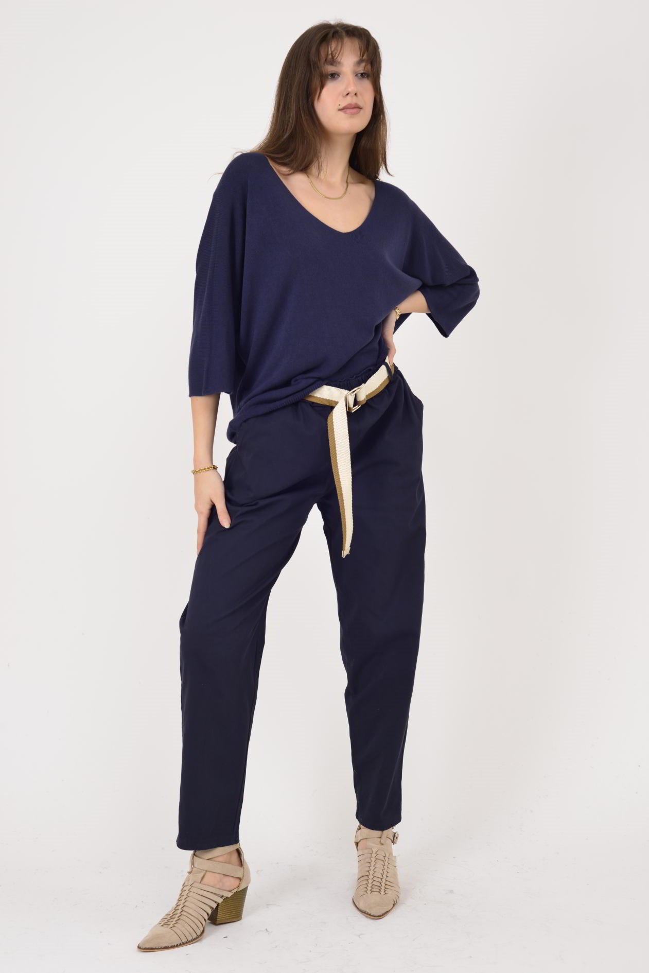 242979 KEMER DETAYLI GABARDİN PANTOLON