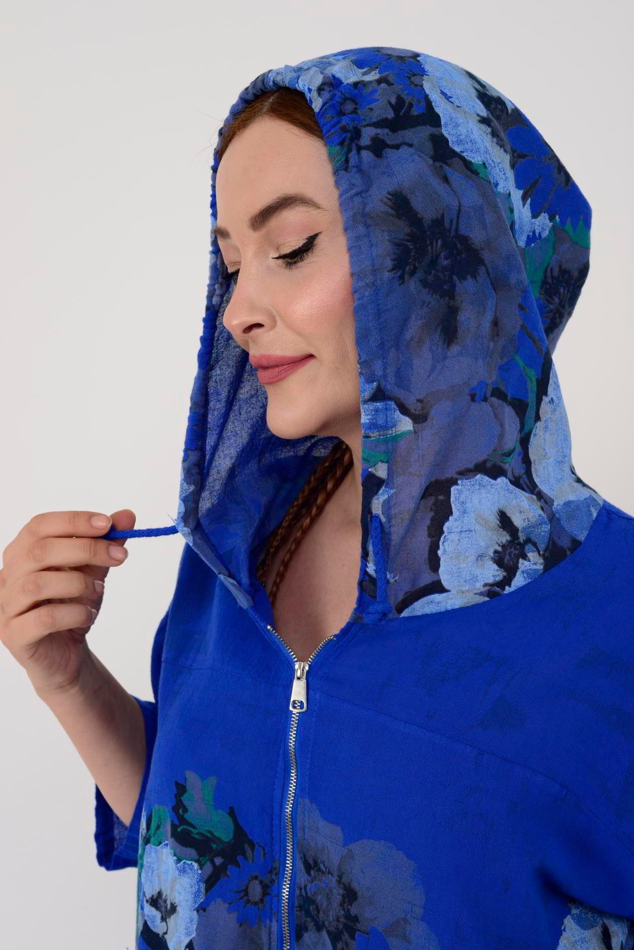24362 SPRING ÇİÇEK DESENLİ KETEN CEKET