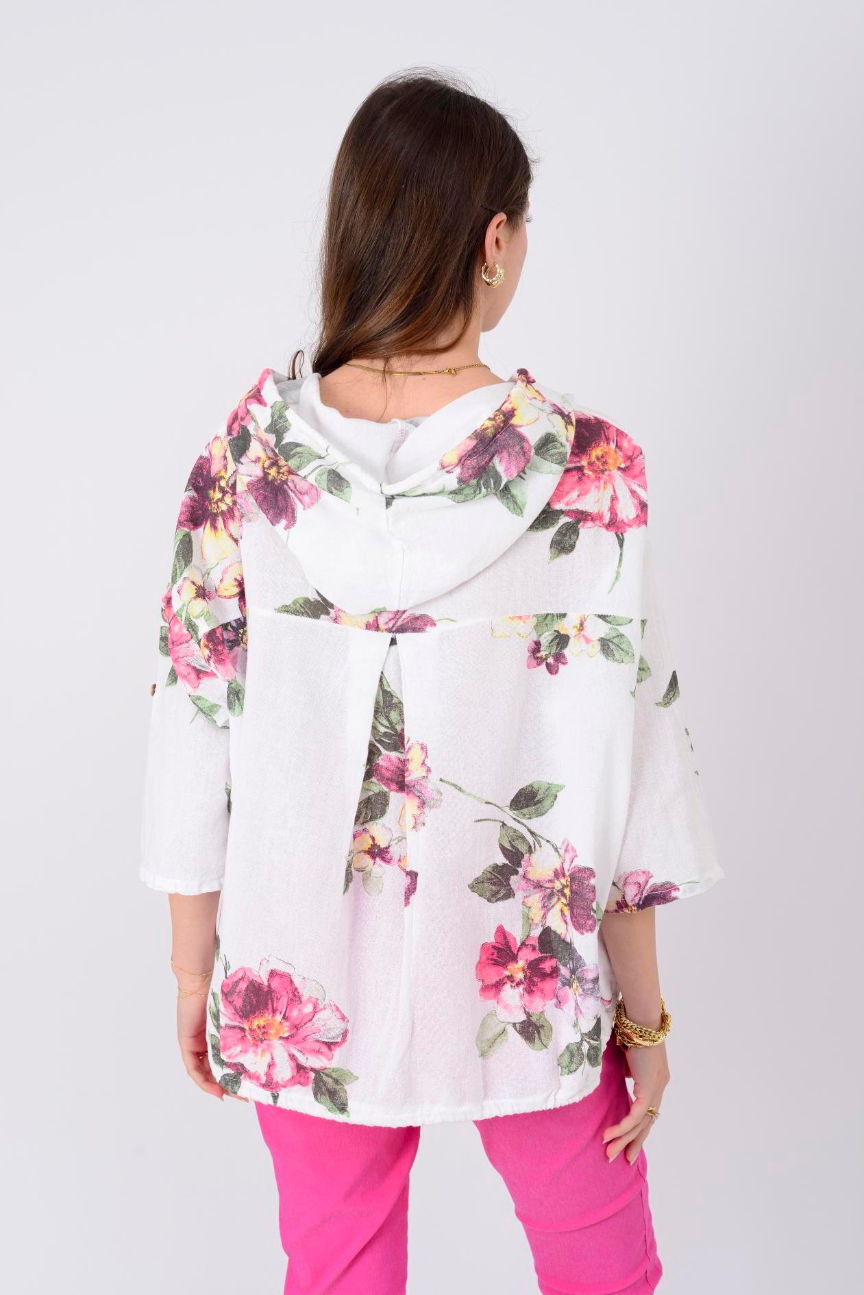 24362 SPRING ÇİÇEK DESENLİ KETEN CEKET