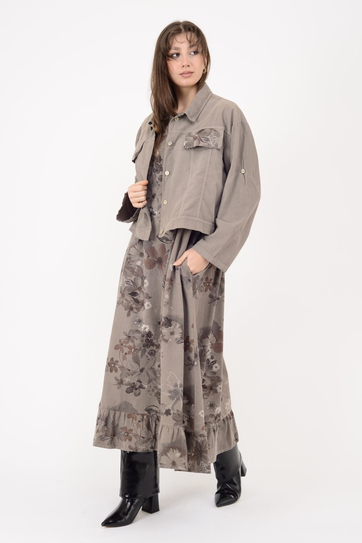 25001 FİTİLLİ KADİFE 2'Lİ TAKIM ELBİSE