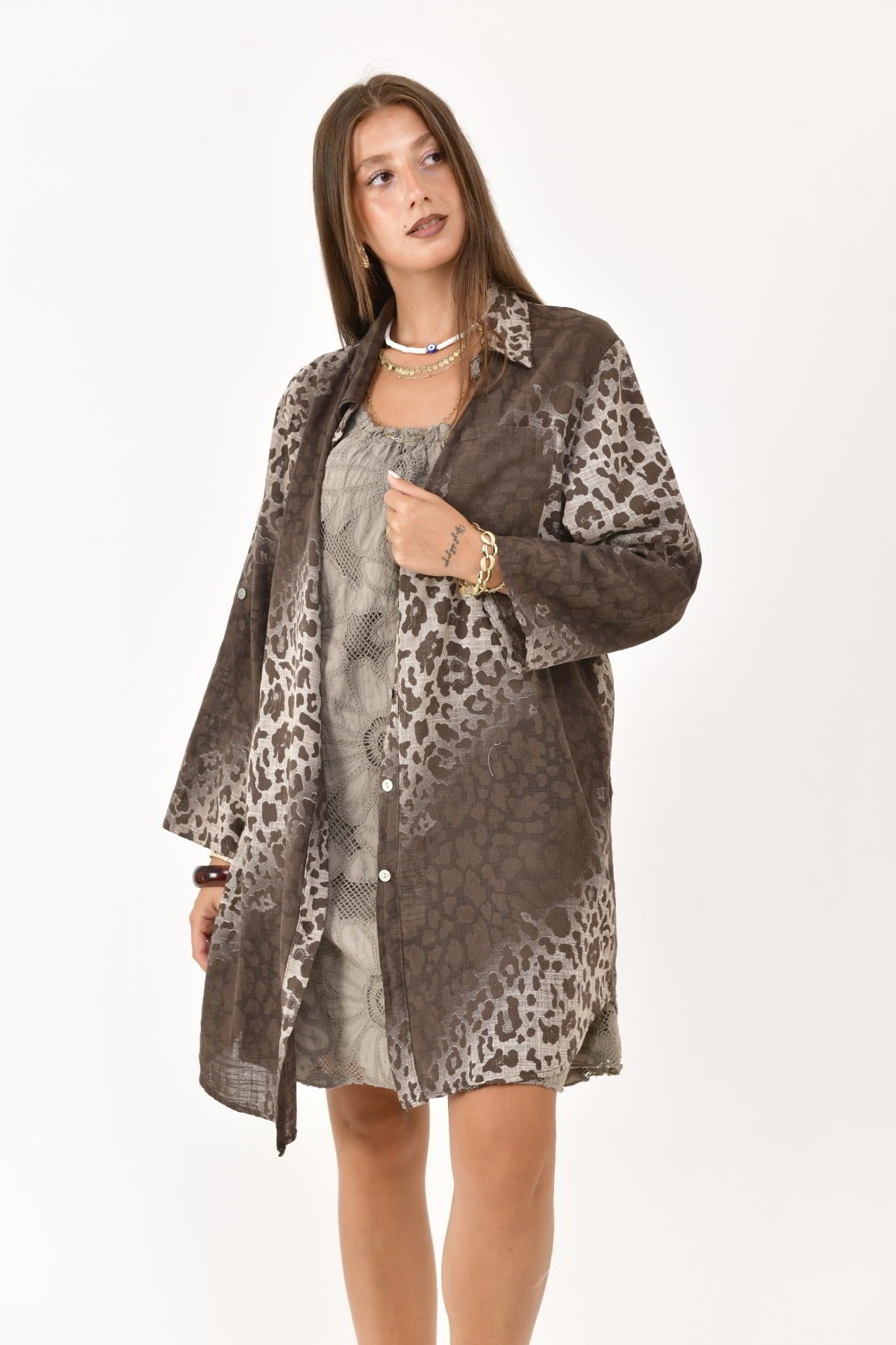 2502 LEOPAR DESEN GÖMLEK TUNİK
