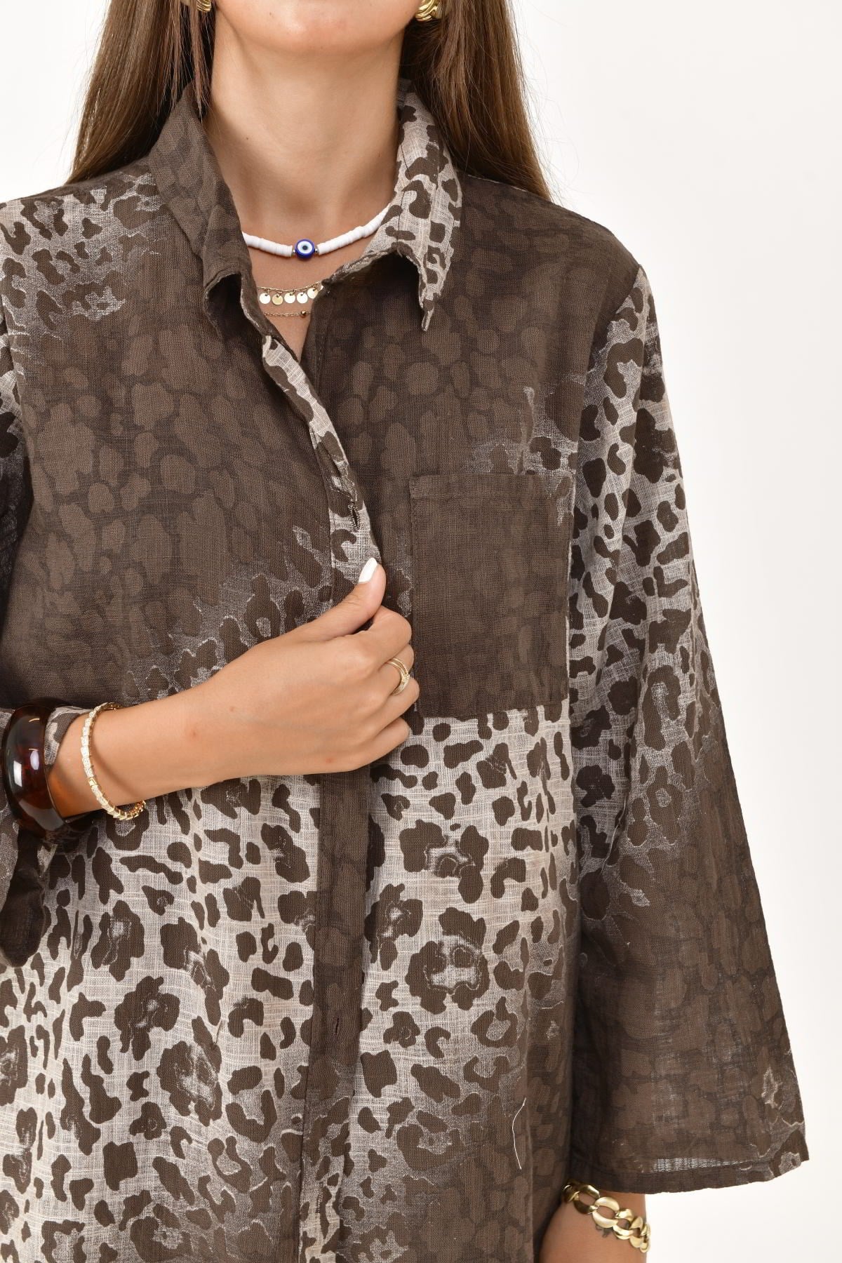 2502 LEOPAR DESEN GÖMLEK TUNİK