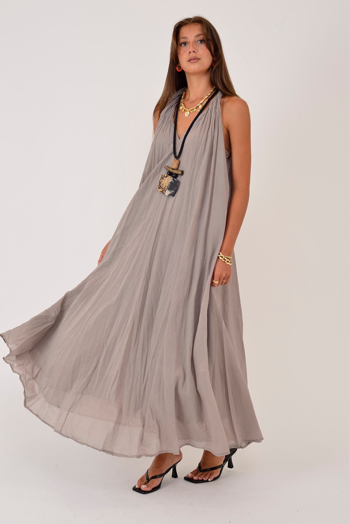 25406 GLAM HALTER YAKA ELBİSE