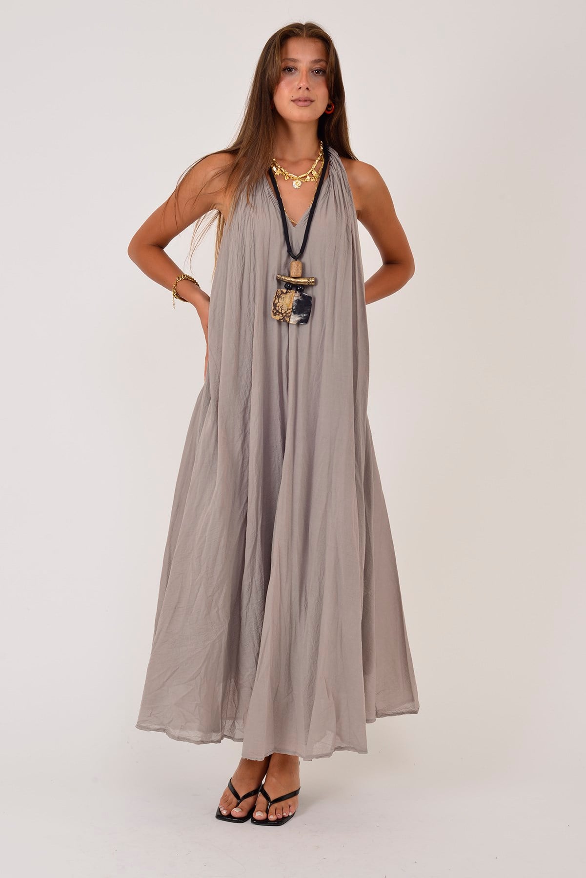 25406 GLAM HALTER YAKA ELBİSE