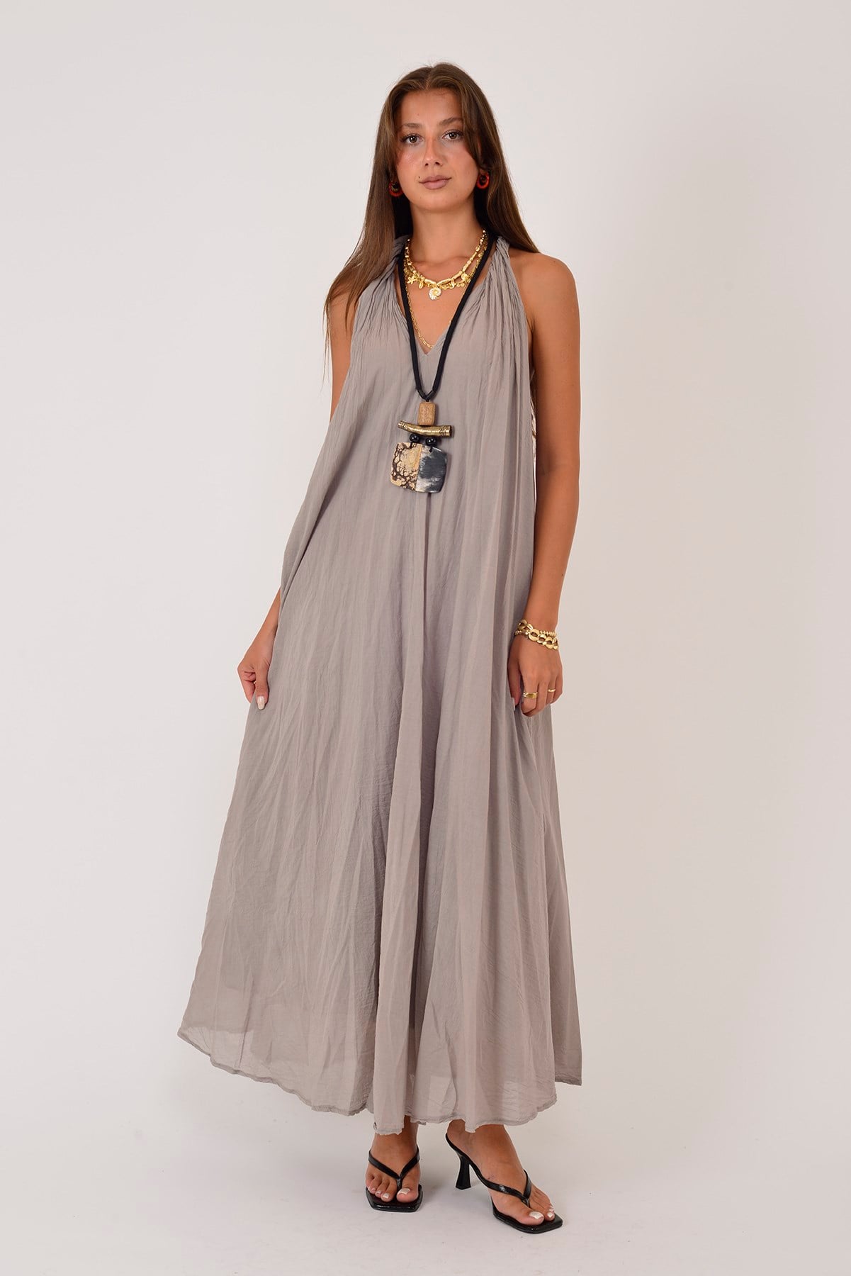 25406 GLAM HALTER YAKA ELBİSE
