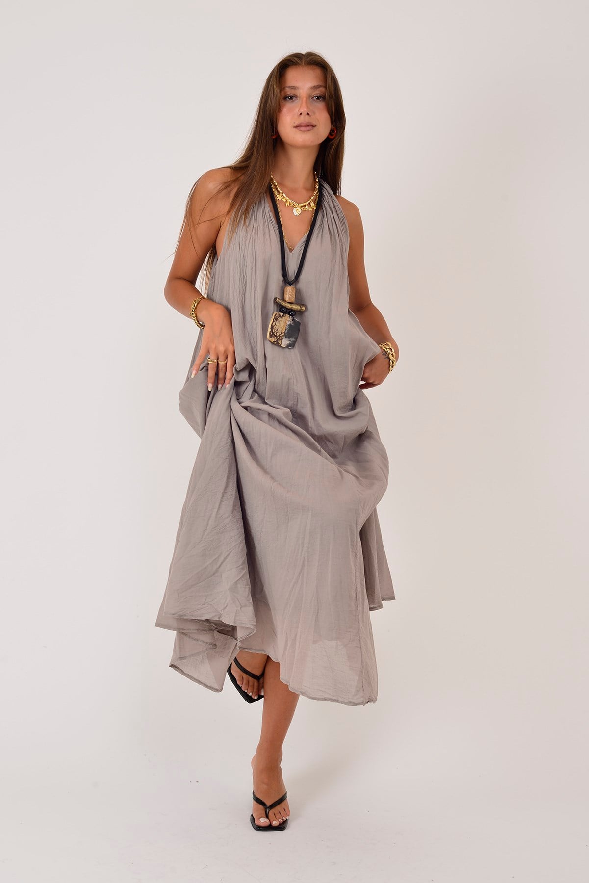 25406 GLAM HALTER YAKA ELBİSE