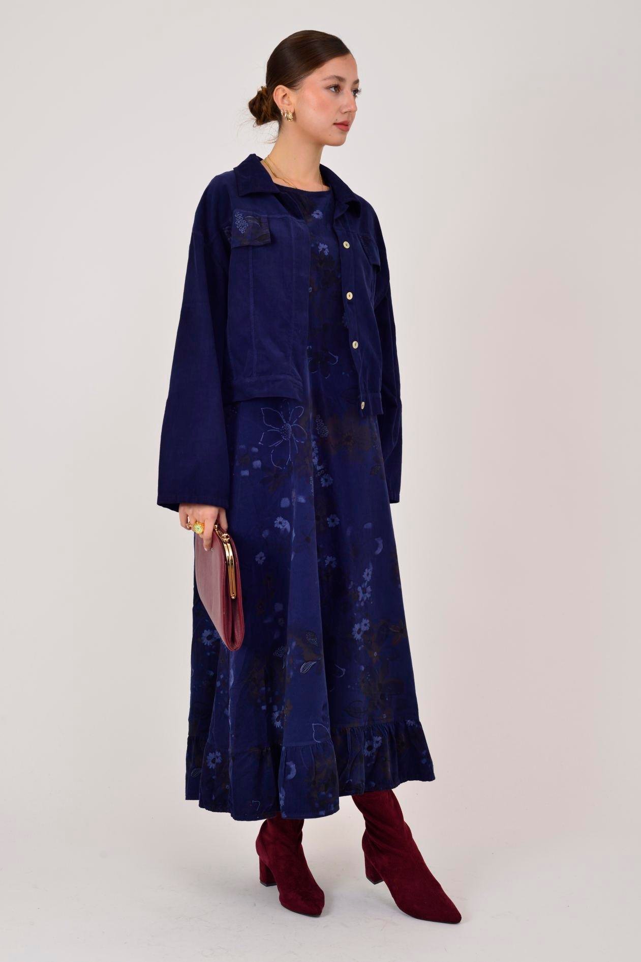 25492 FİTİLLİ KADİFE 2'Lİ TAKIM ELBİSE