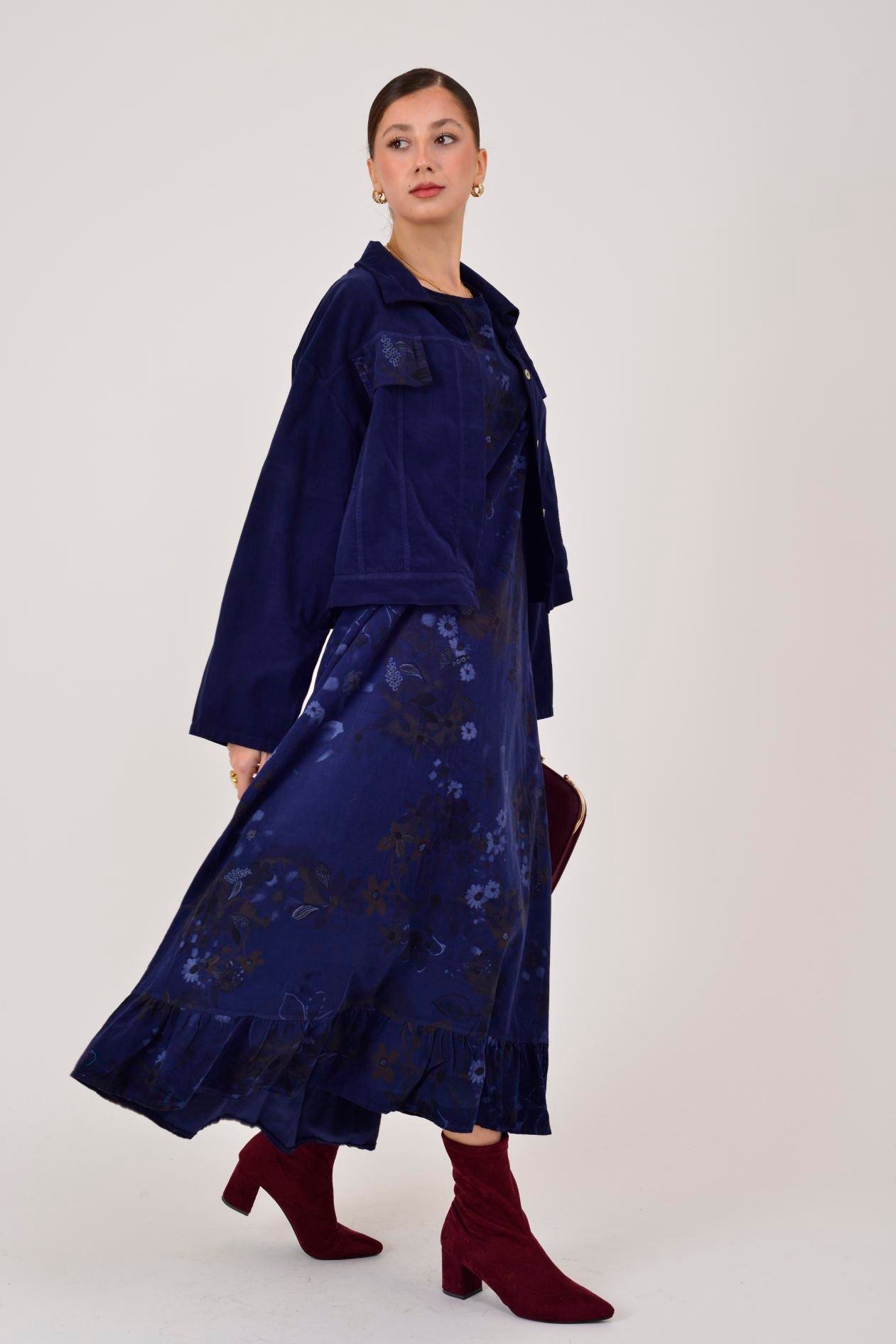 25492 FİTİLLİ KADİFE 2'Lİ TAKIM ELBİSE