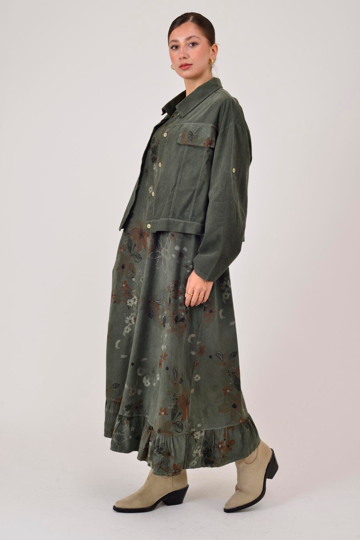 25492 FİTİLLİ KADİFE 2'Lİ TAKIM ELBİSE