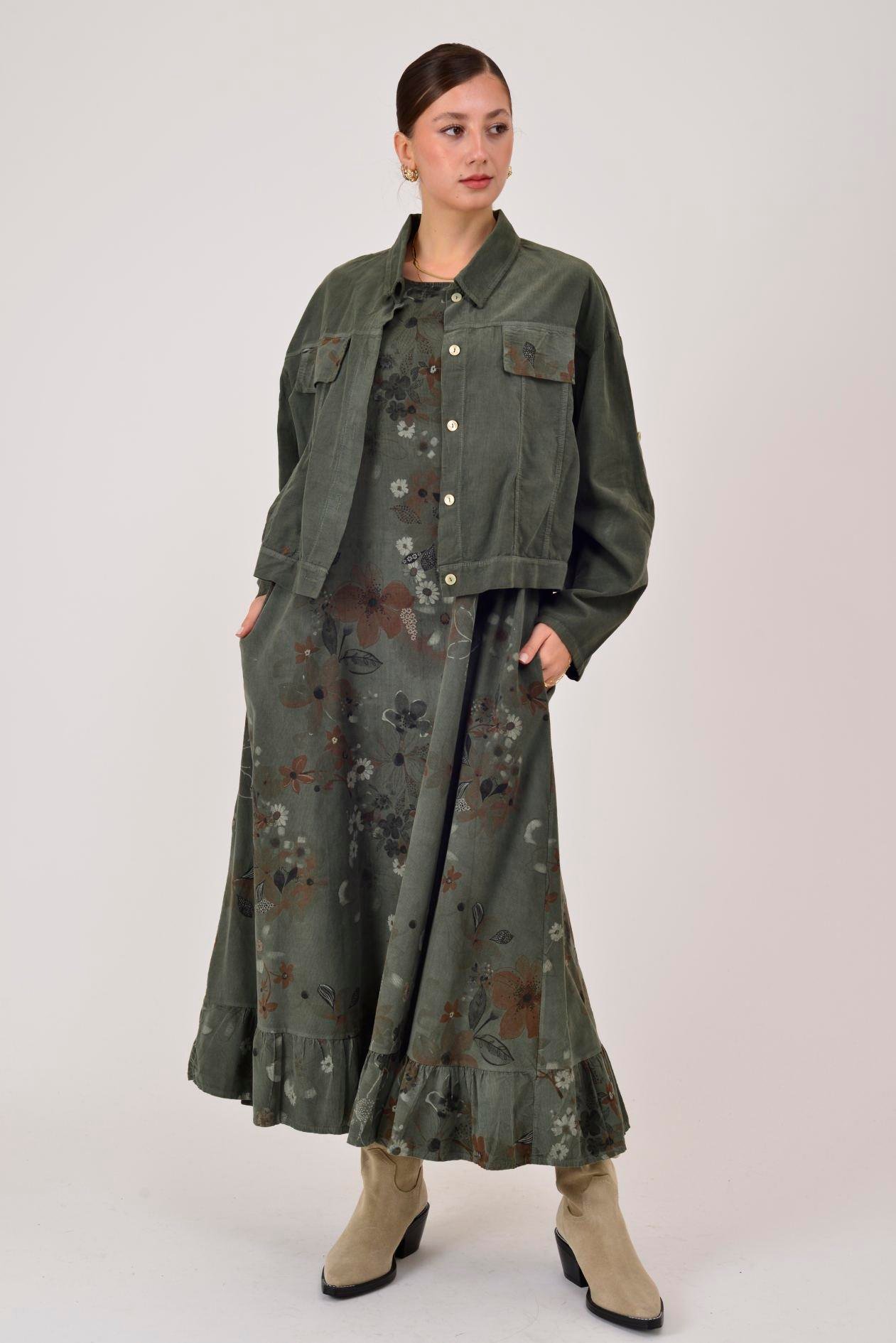 25492 FİTİLLİ KADİFE 2'Lİ TAKIM ELBİSE