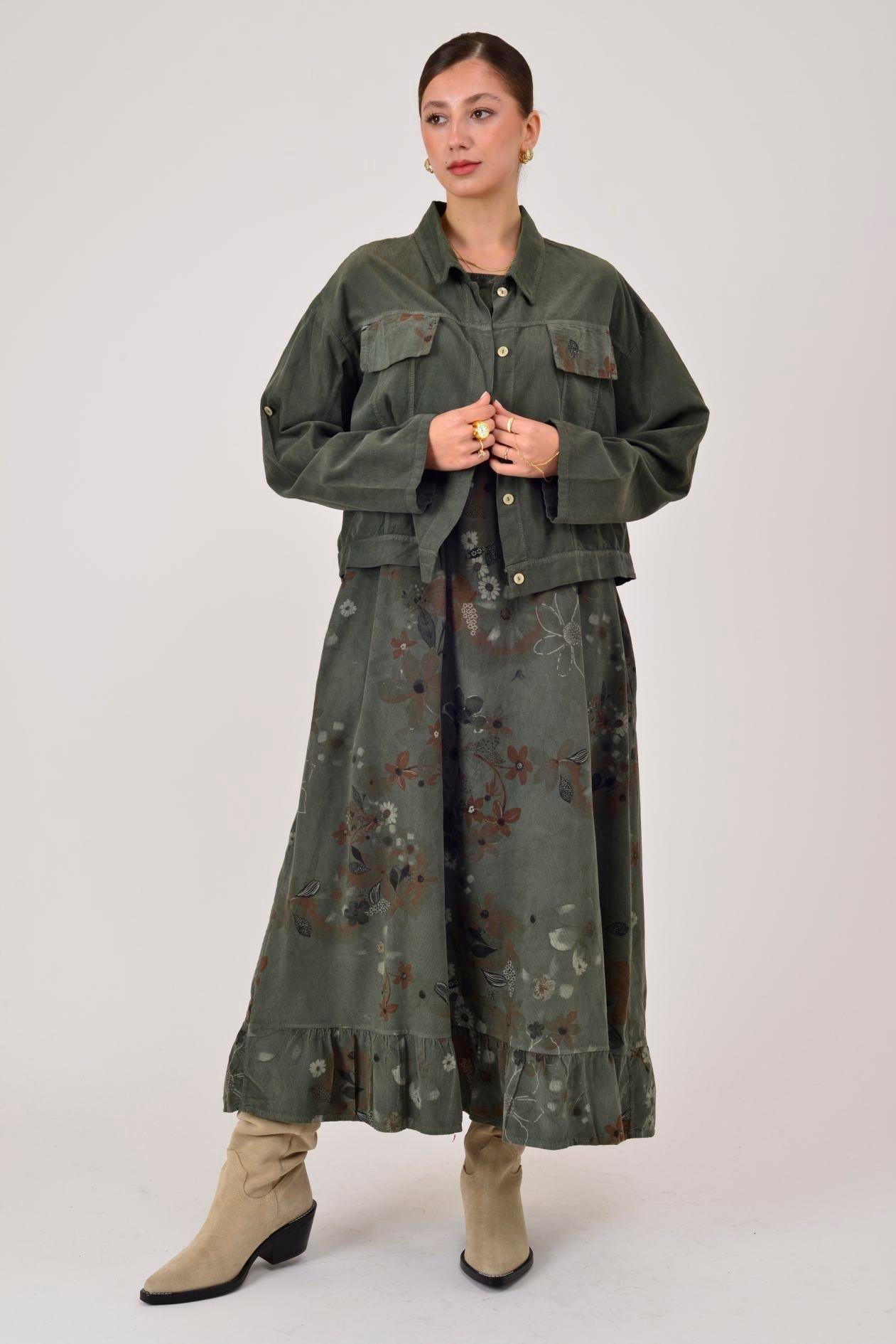 25492 FİTİLLİ KADİFE 2'Lİ TAKIM ELBİSE