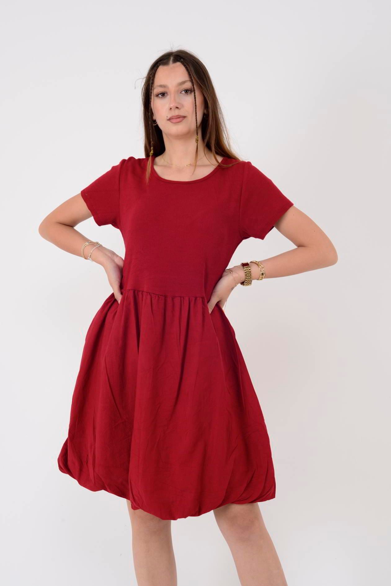 25586 IZABELLA PAMUKLU KISA ELBİSE