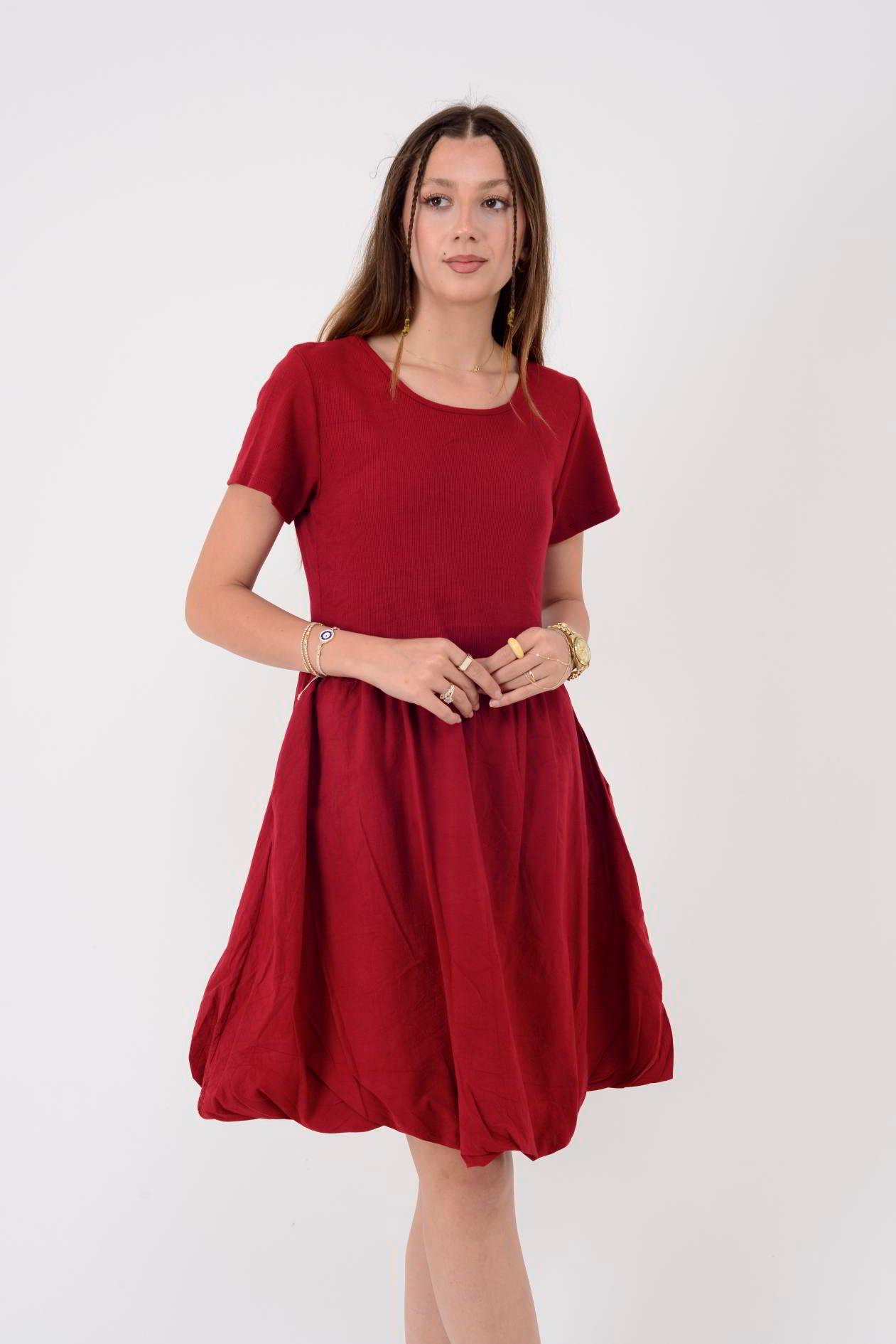 25586 IZABELLA PAMUKLU KISA ELBİSE