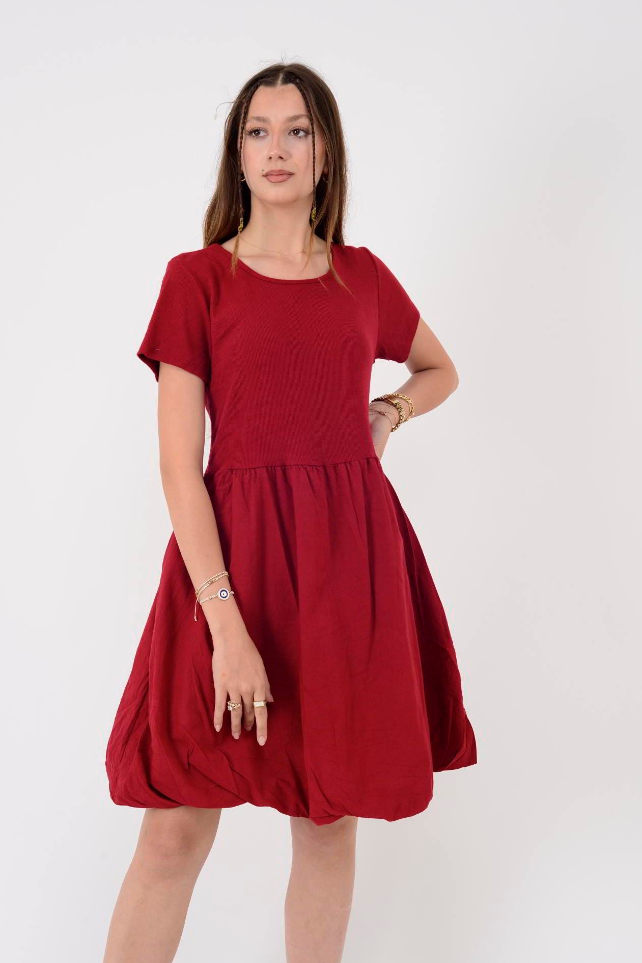 25586 IZABELLA PAMUKLU KISA ELBİSE