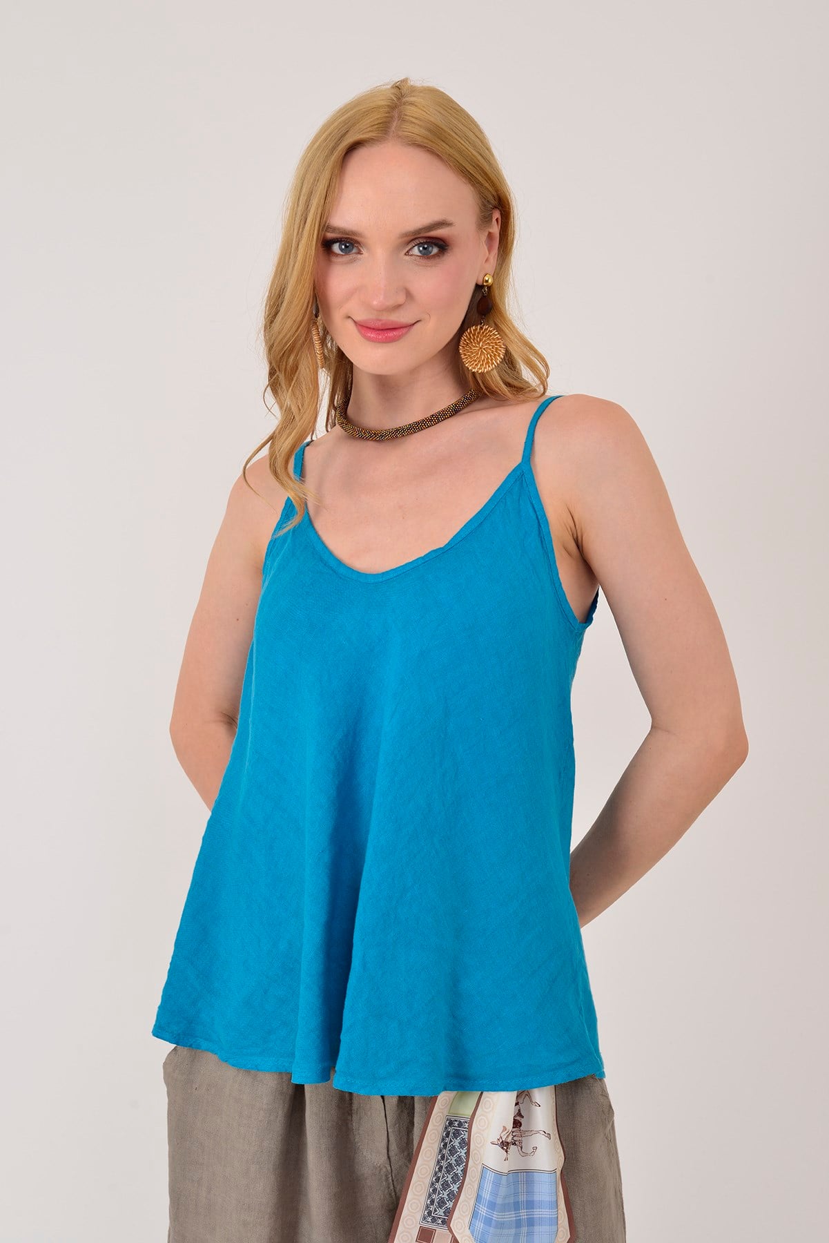 25T842 V YAKA ASKILI KETEN BLUZ
