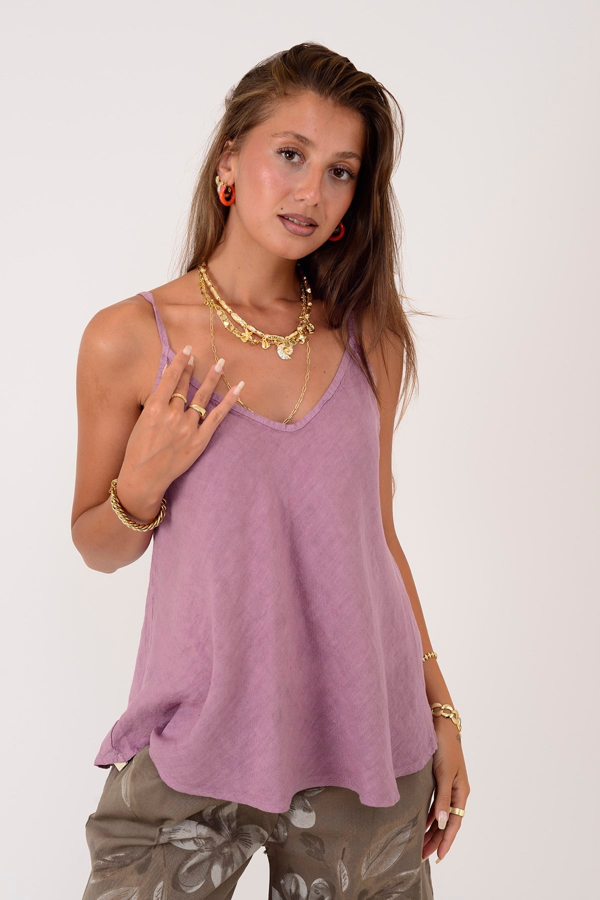 25T842 V YAKA ASKILI KETEN BLUZ