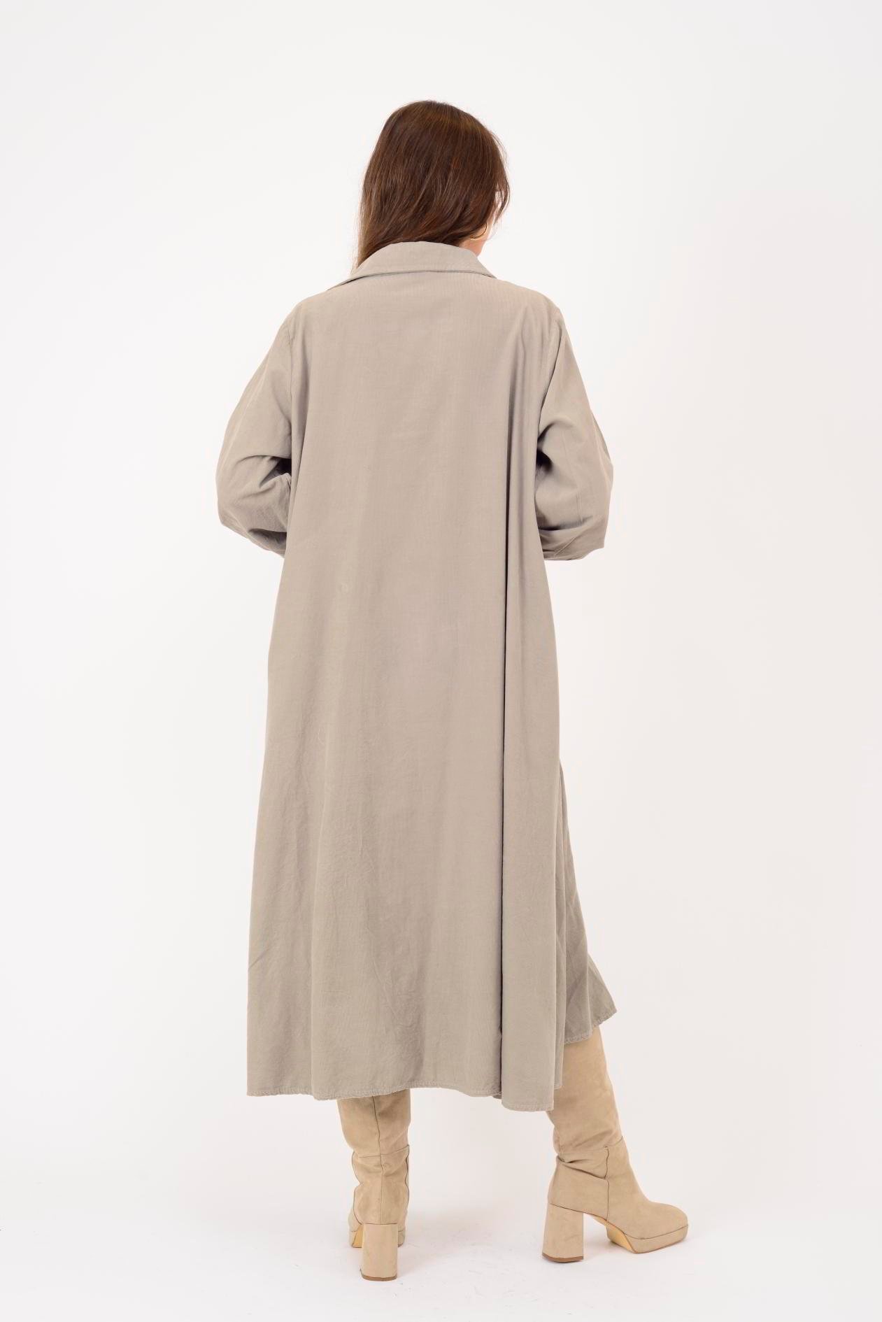 2743 LOVA FİTİLLİ KADİFE GÖMLEK ELBİSE