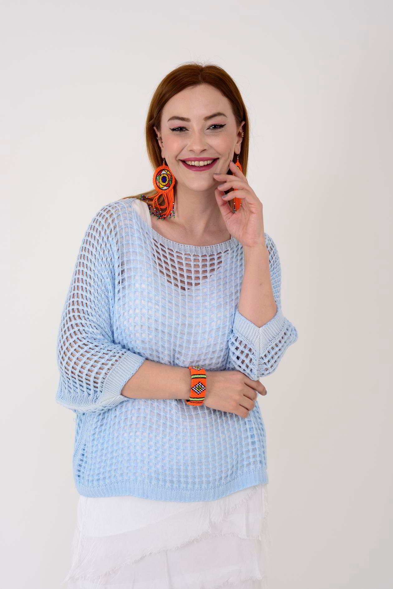 27620 DÜZ DESEN MERSERİZE BLUZ