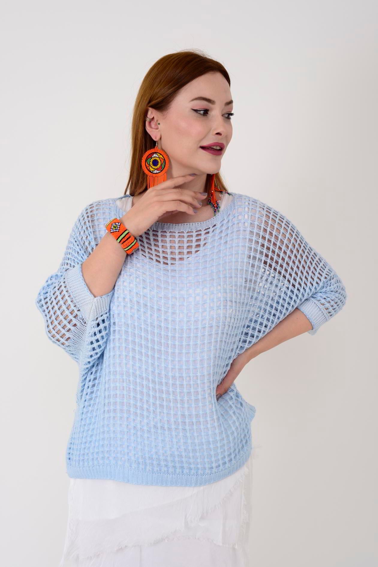 27620 DÜZ DESEN MERSERİZE BLUZ