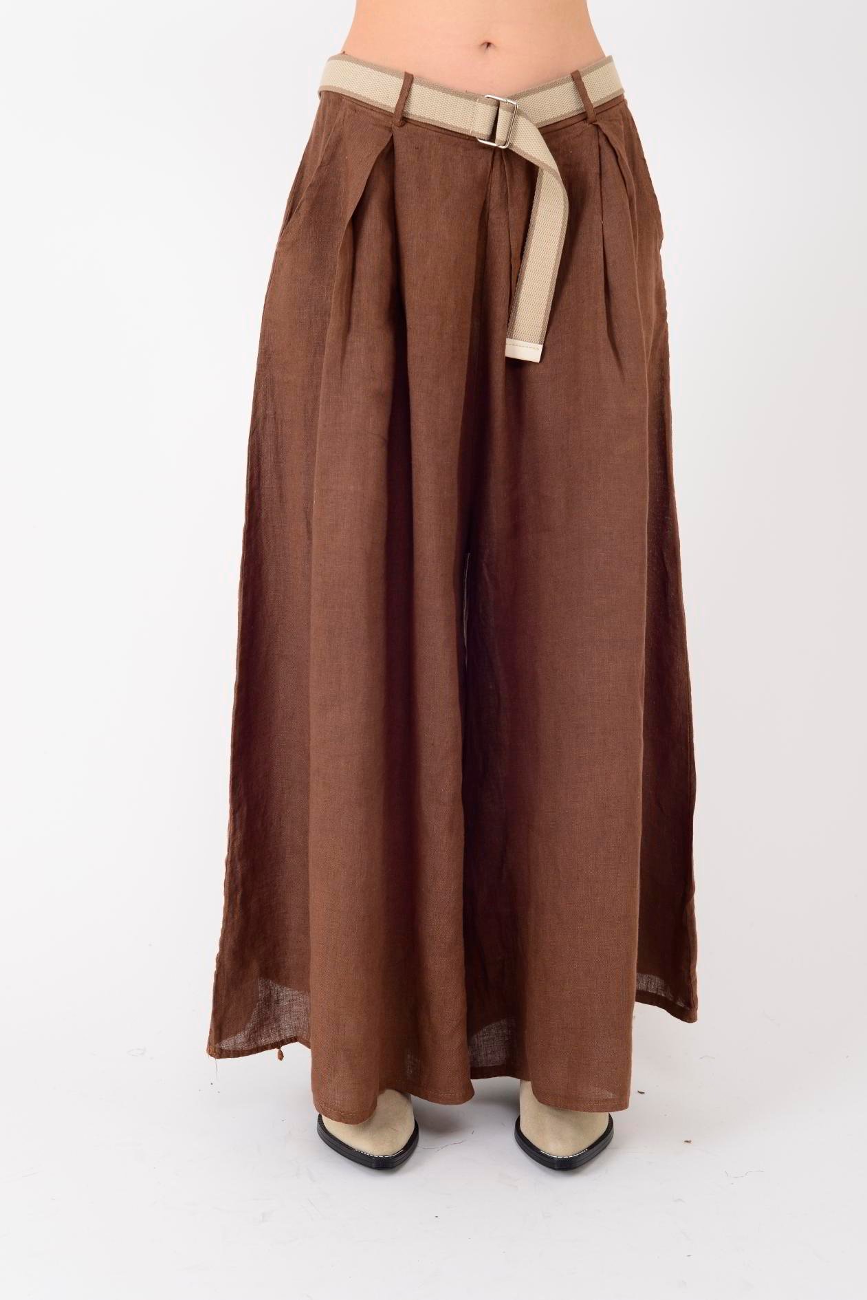 30522 KEMER DETAYLI KETEN PANTOLON