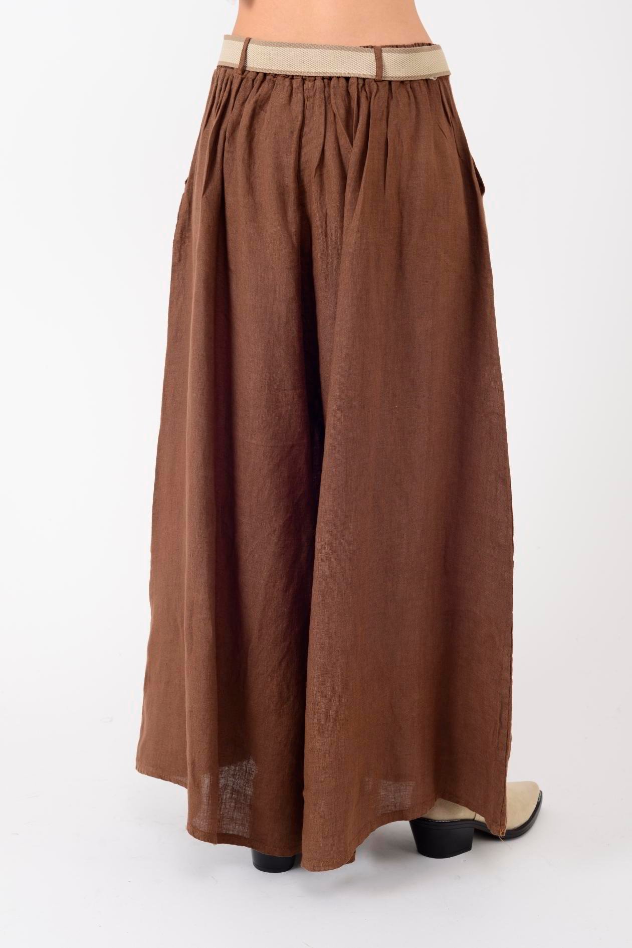 30522 KEMER DETAYLI KETEN PANTOLON