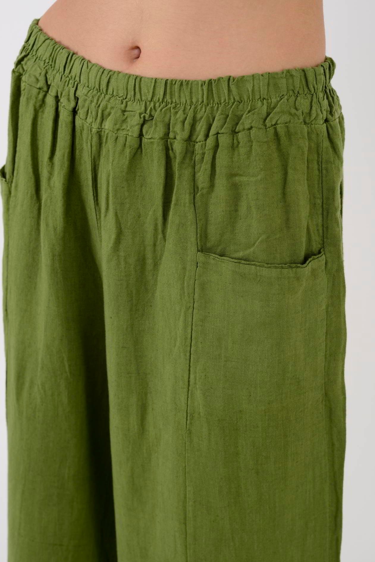 31507 GİZLİ CEP LASTİKLİ KETEN PANTOLON