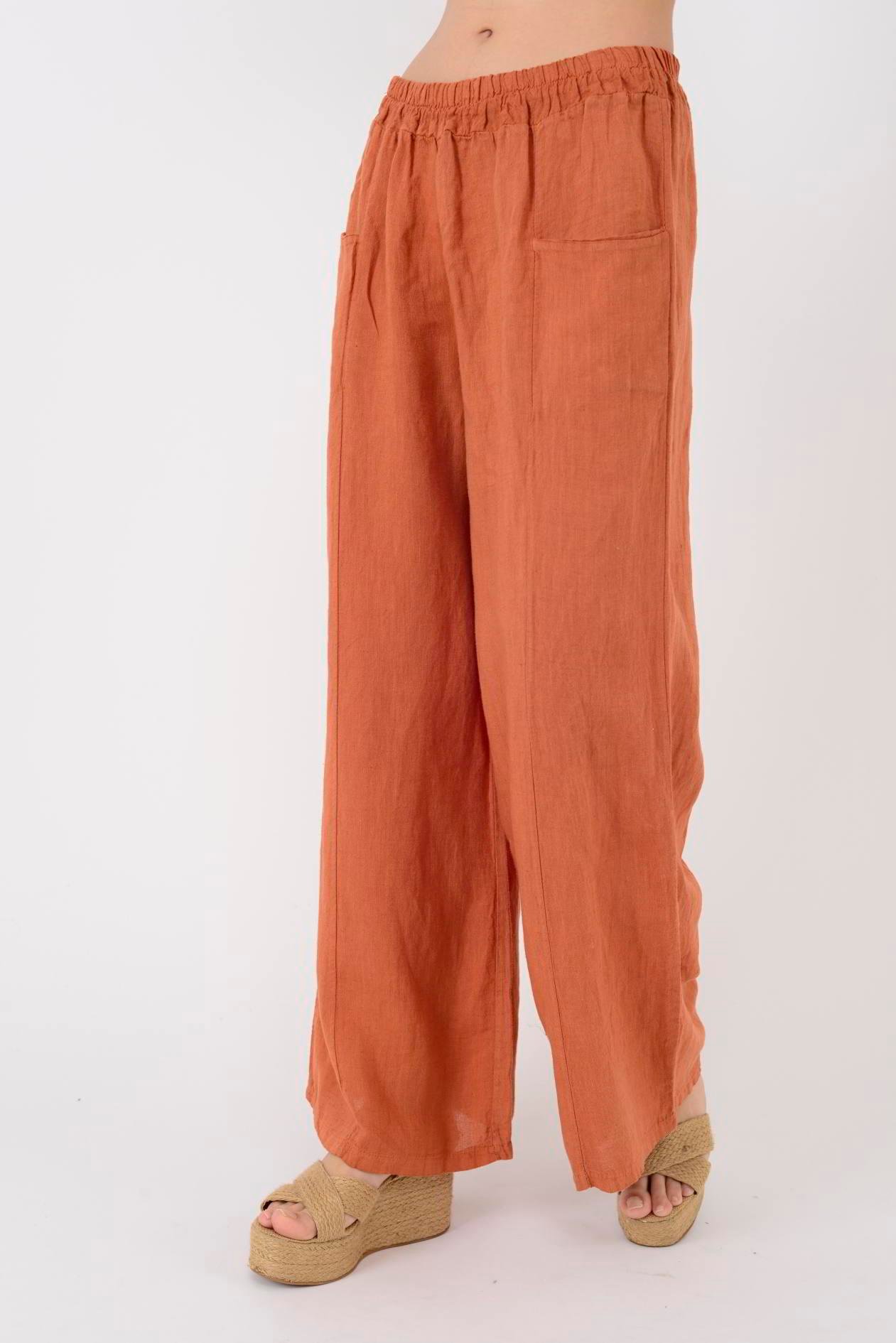 31507 GİZLİ CEP LASTİKLİ KETEN PANTOLON