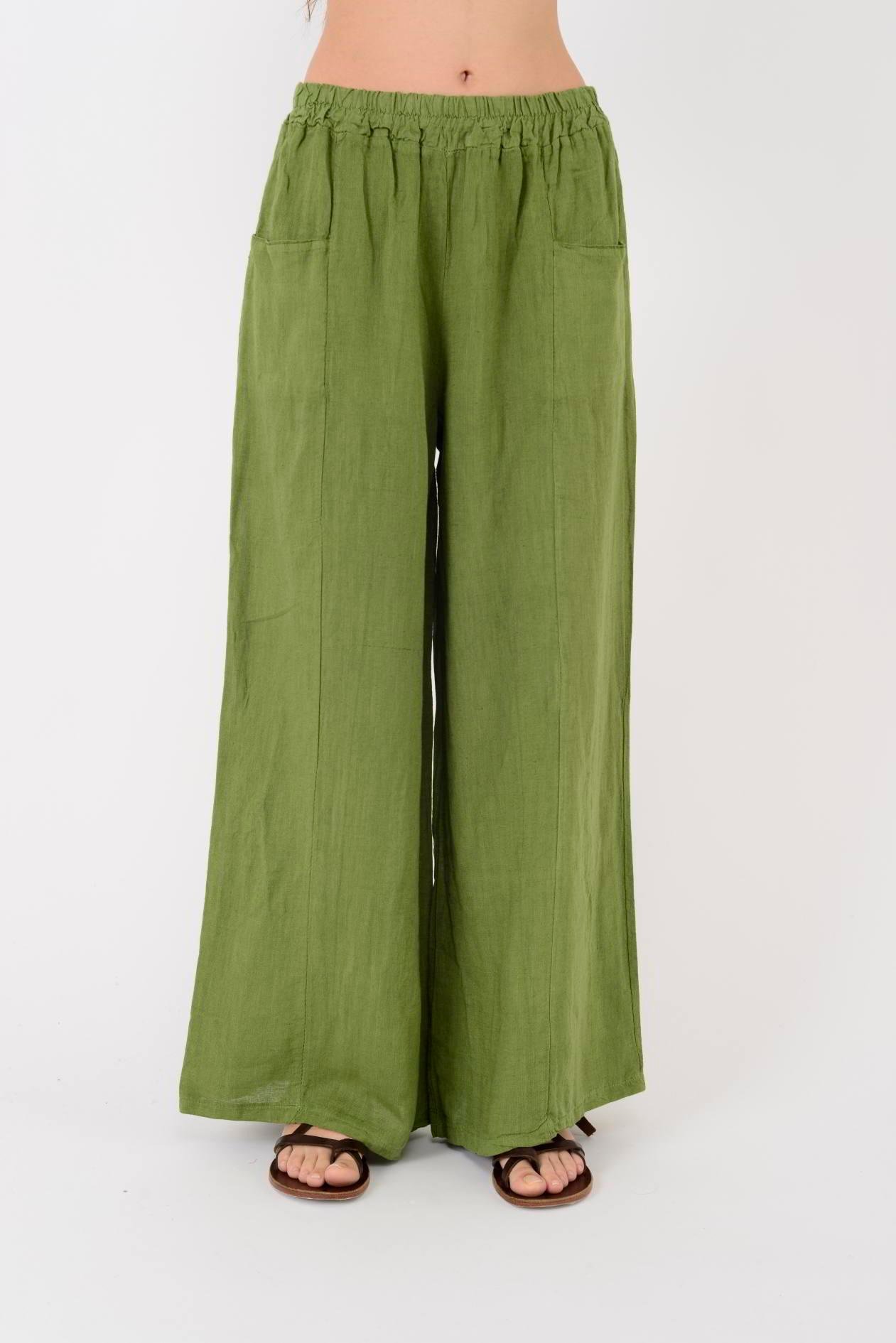 31507 GİZLİ CEP LASTİKLİ KETEN PANTOLON