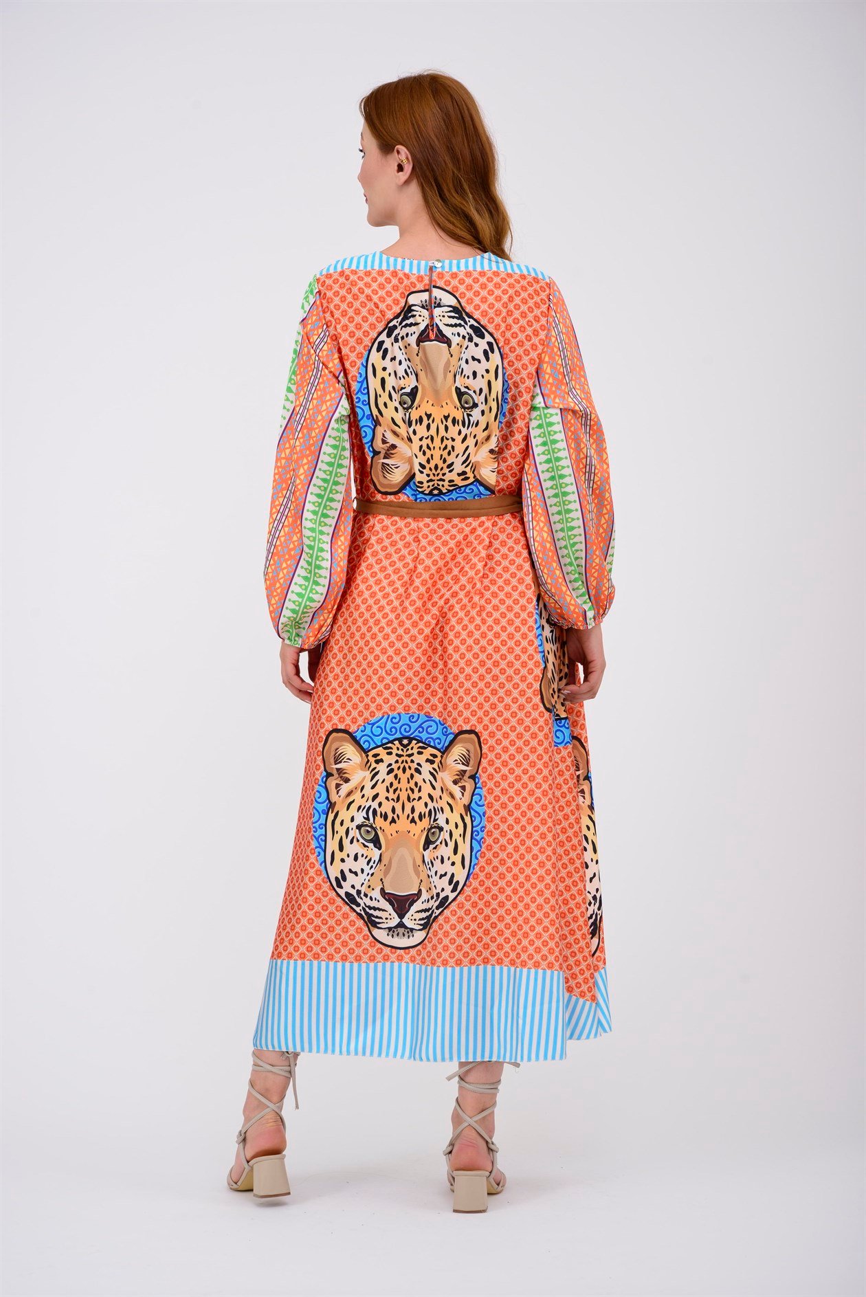 33257ETNİK DESEN TIGER ELBİSE