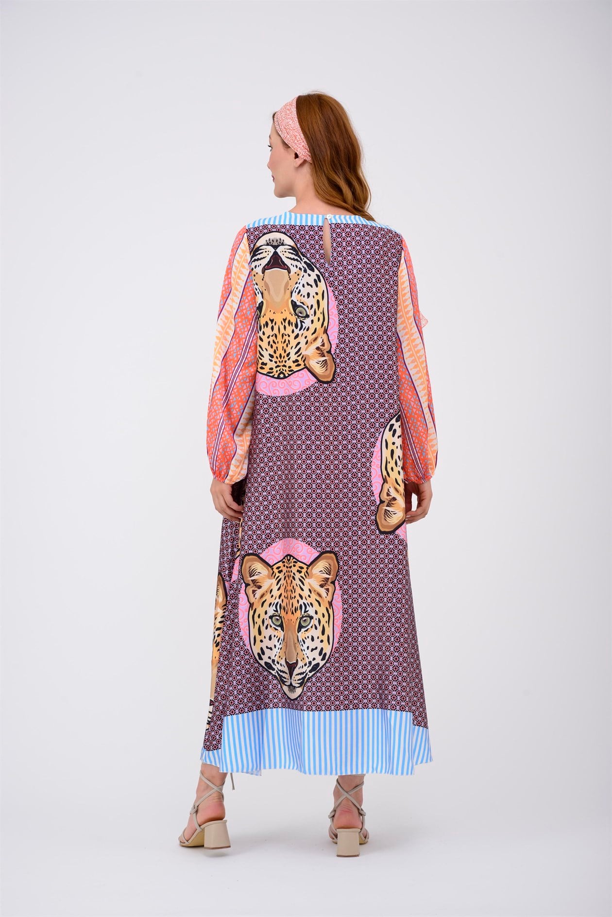 33257ETNİK DESEN TIGER ELBİSE
