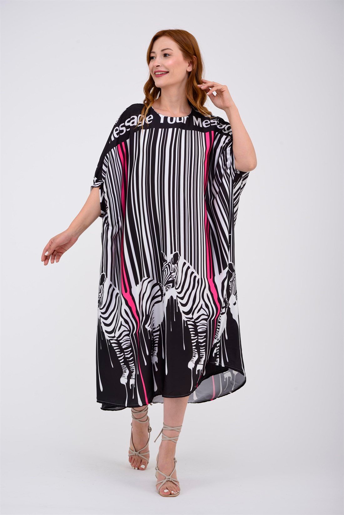 33303 LİNE ZEBRA DESEN ELBİSE