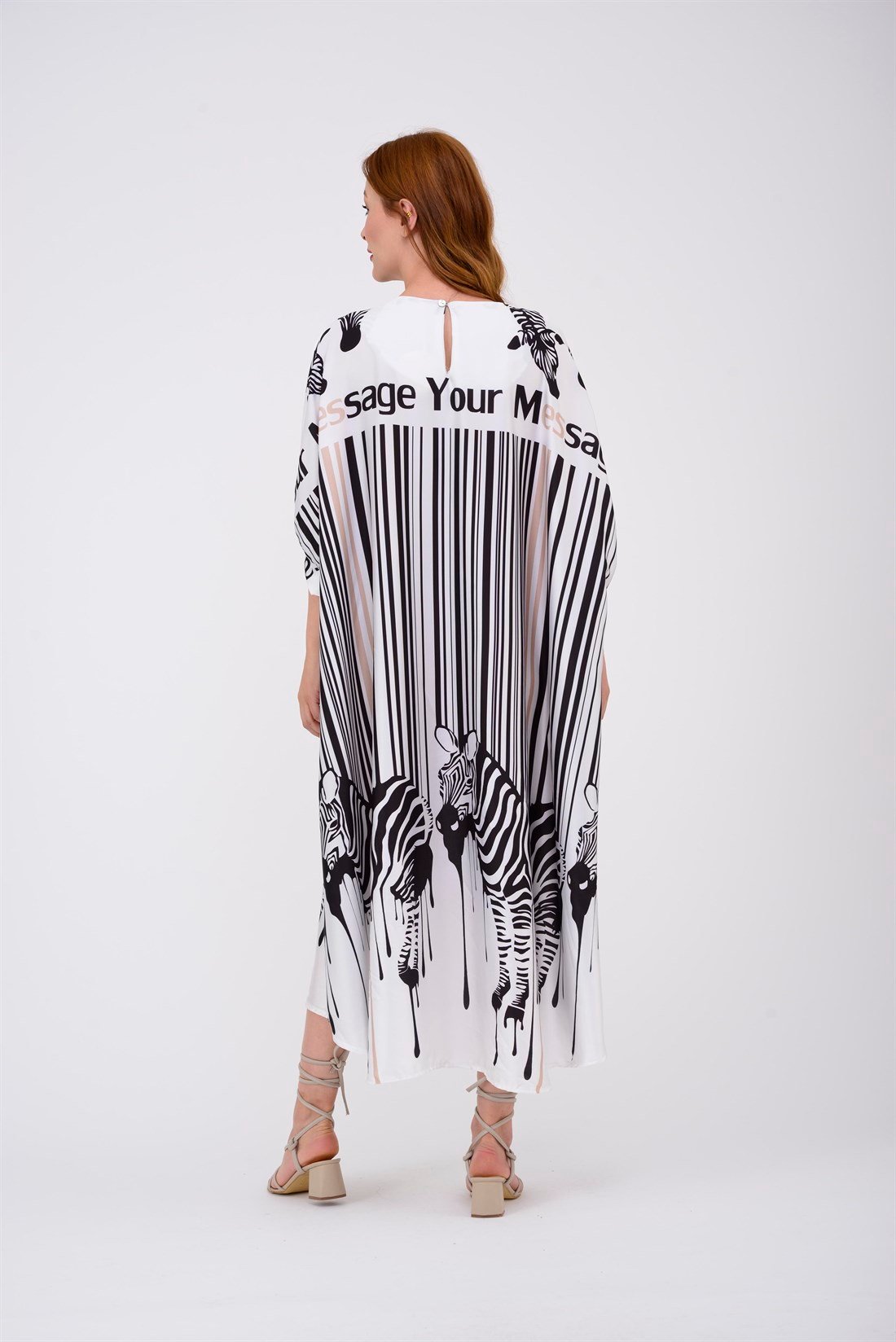 33303 LİNE ZEBRA DESEN ELBİSE