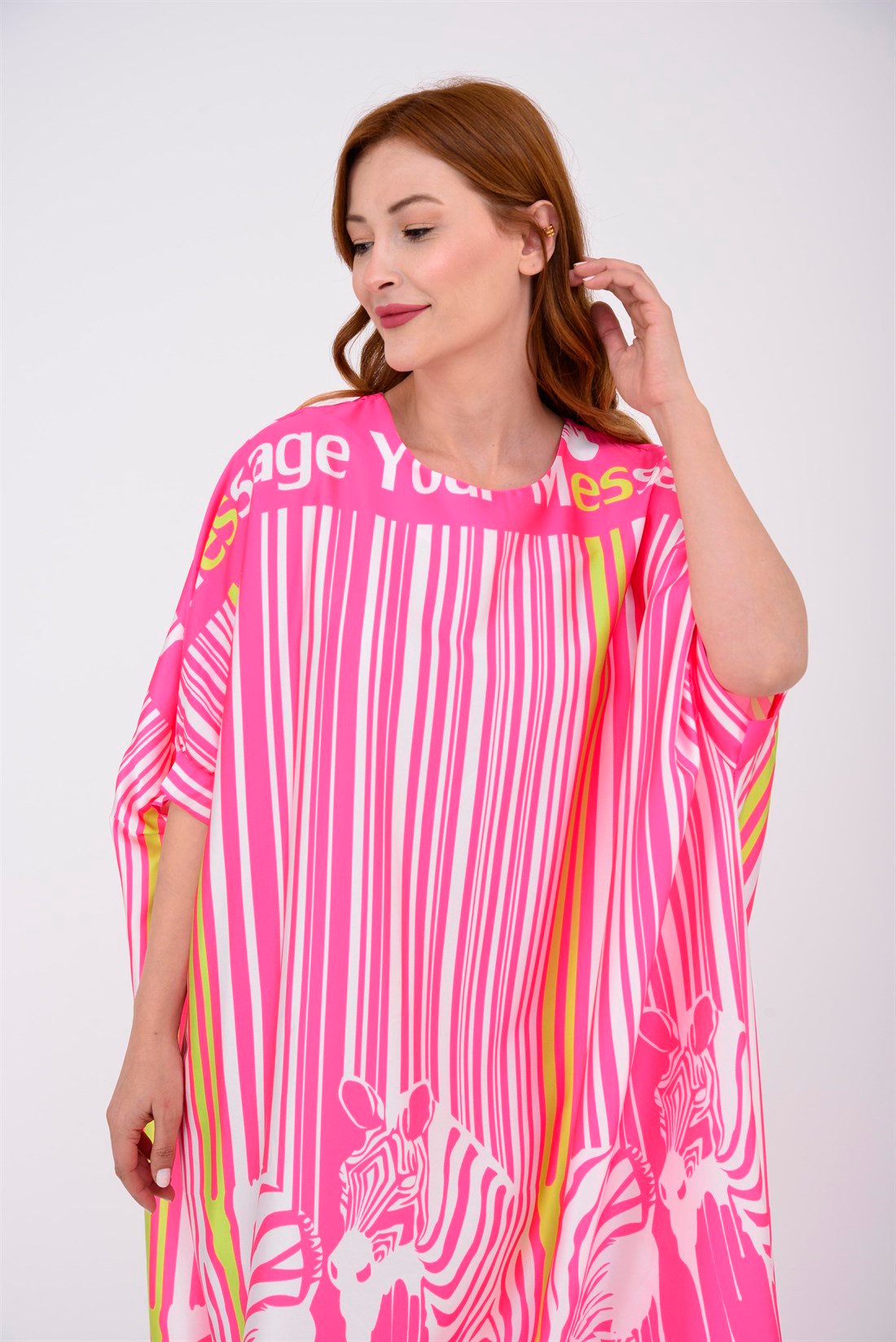 33303 LİNE ZEBRA DESEN ELBİSE