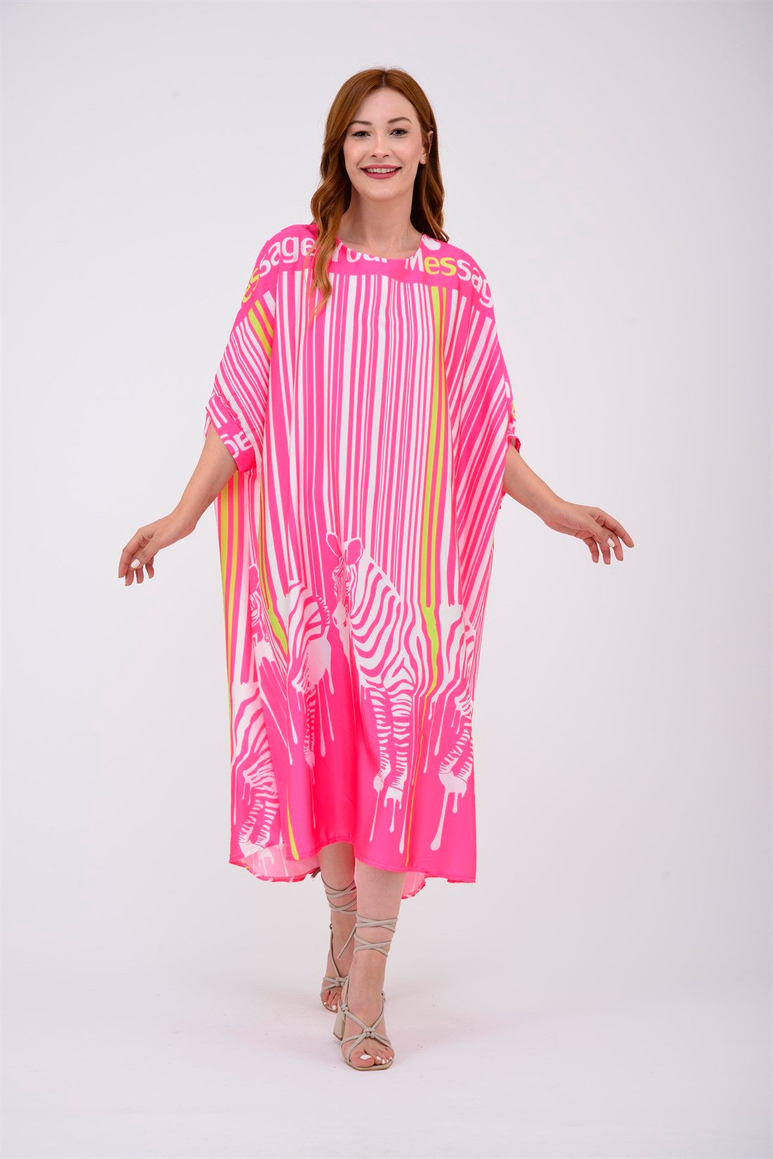33303 LİNE ZEBRA DESEN ELBİSE
