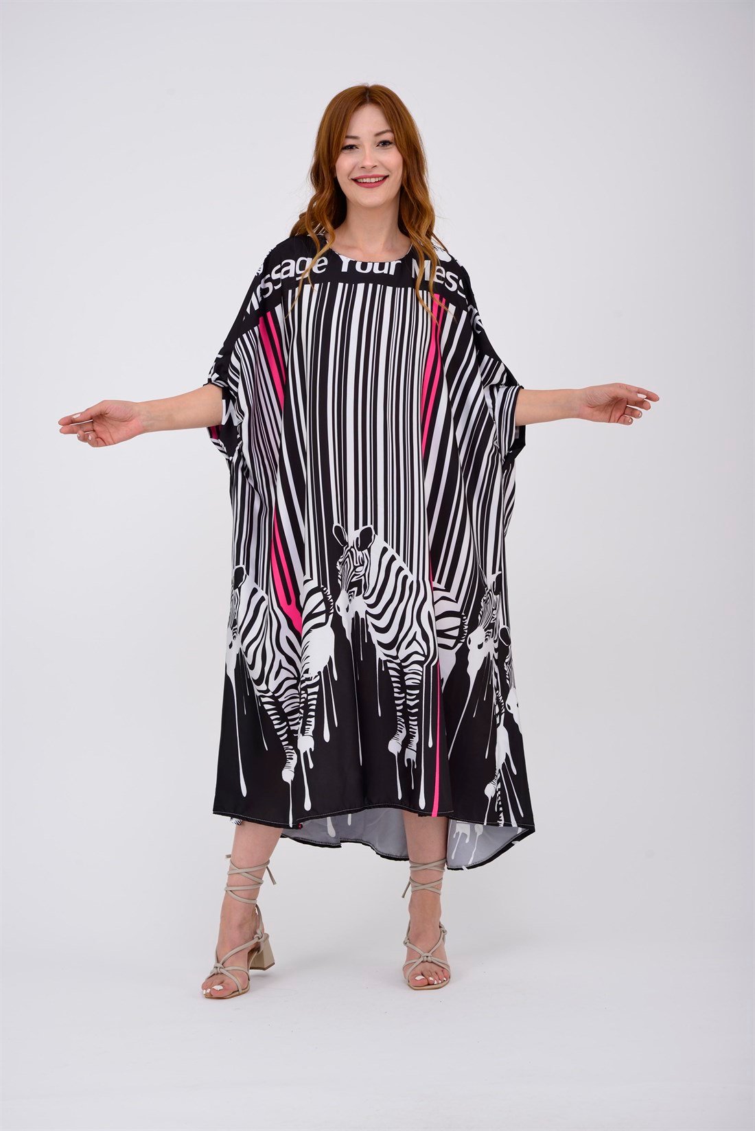 33303 LİNE ZEBRA DESEN ELBİSE