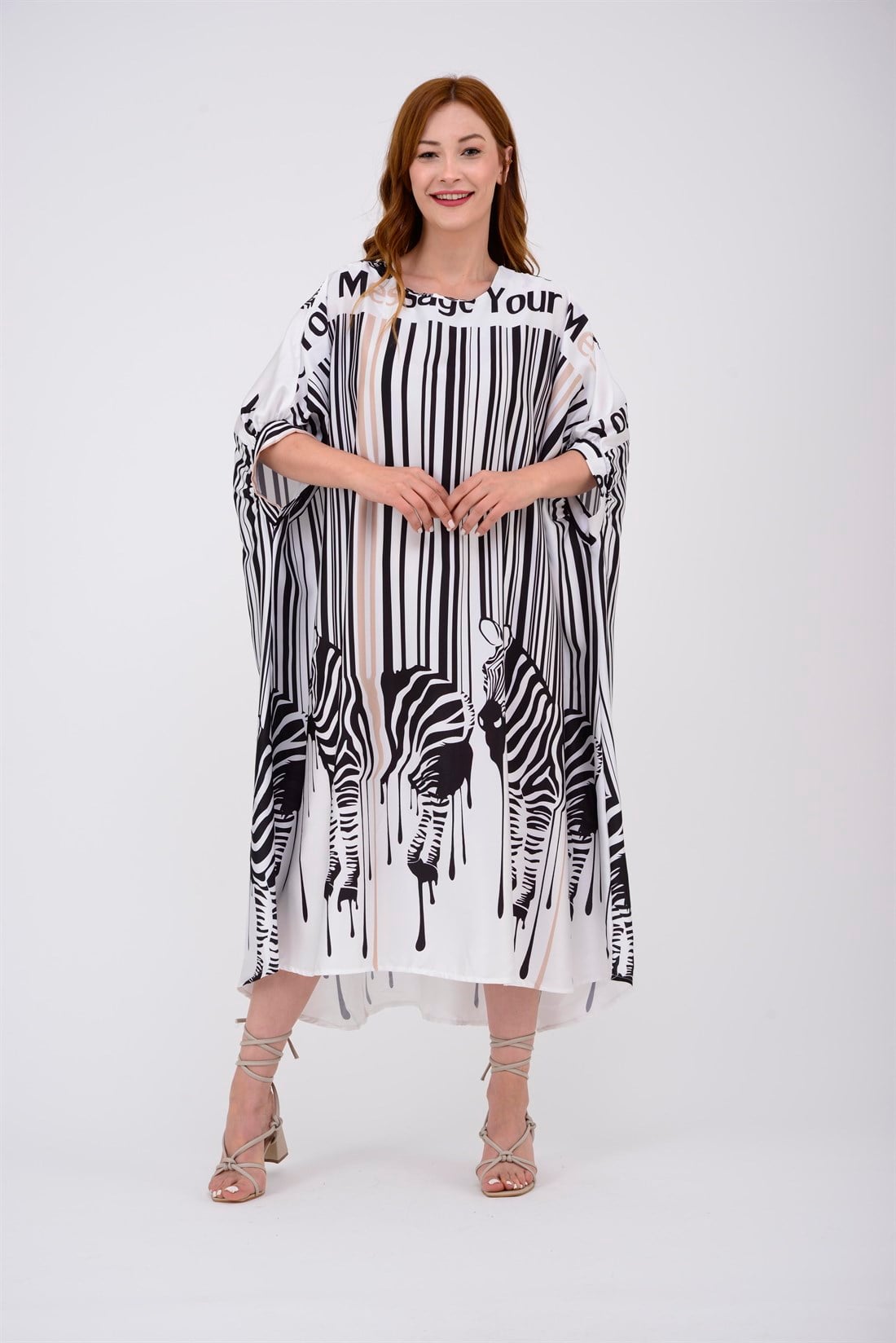 33303 LİNE ZEBRA DESEN ELBİSE