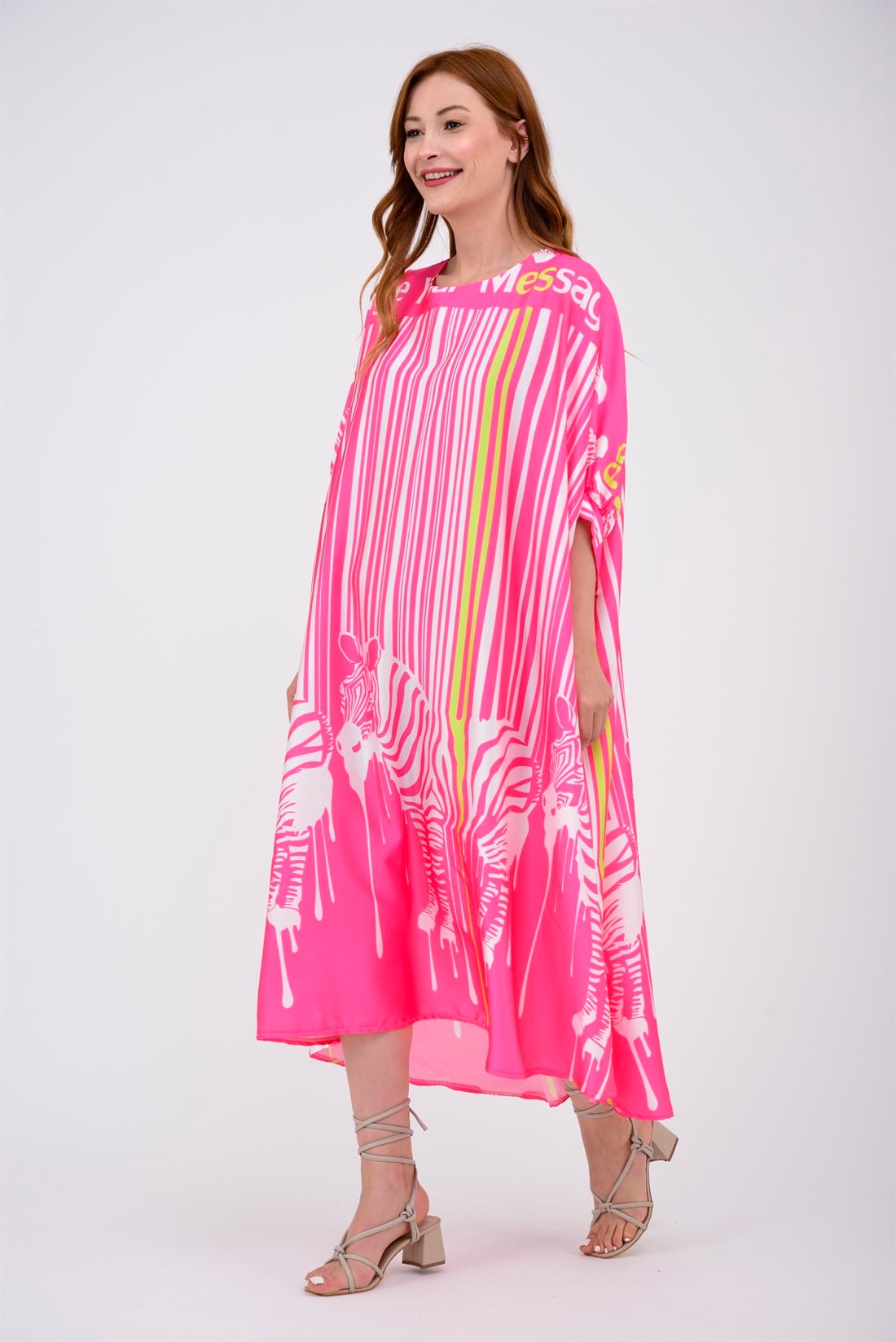 33303 LİNE ZEBRA DESEN ELBİSE