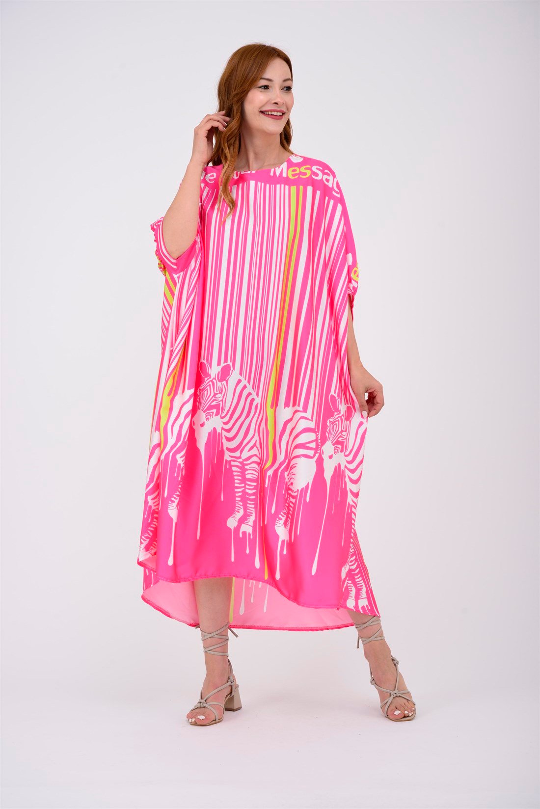 33303 LİNE ZEBRA DESEN ELBİSE