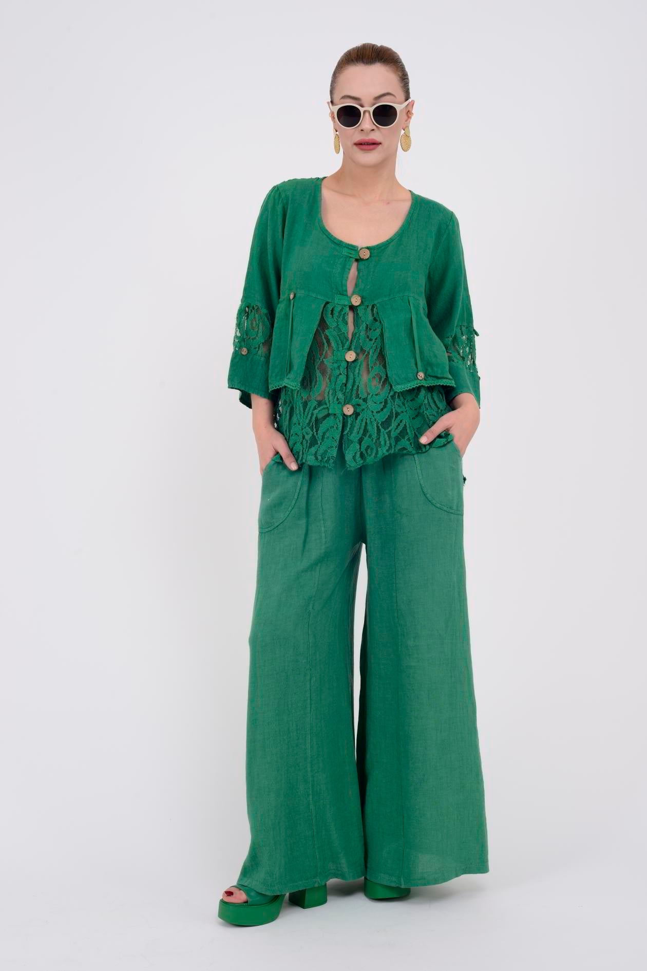 3827 DÜZ KETEN PANTOLON
